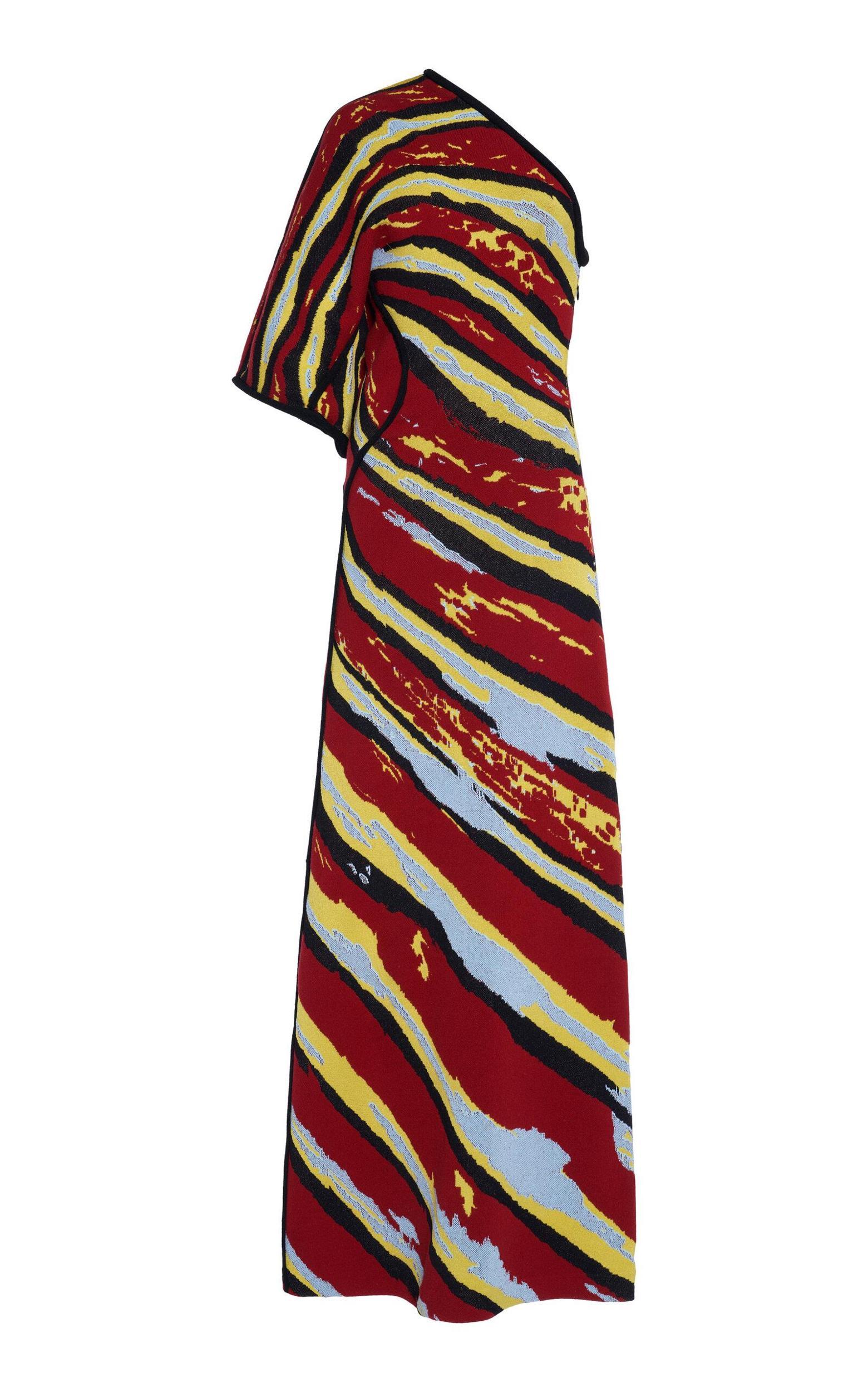 BOTTEGA VENETA One-shoulder Jacquard-knit Maxi Dress In Multi Product Image