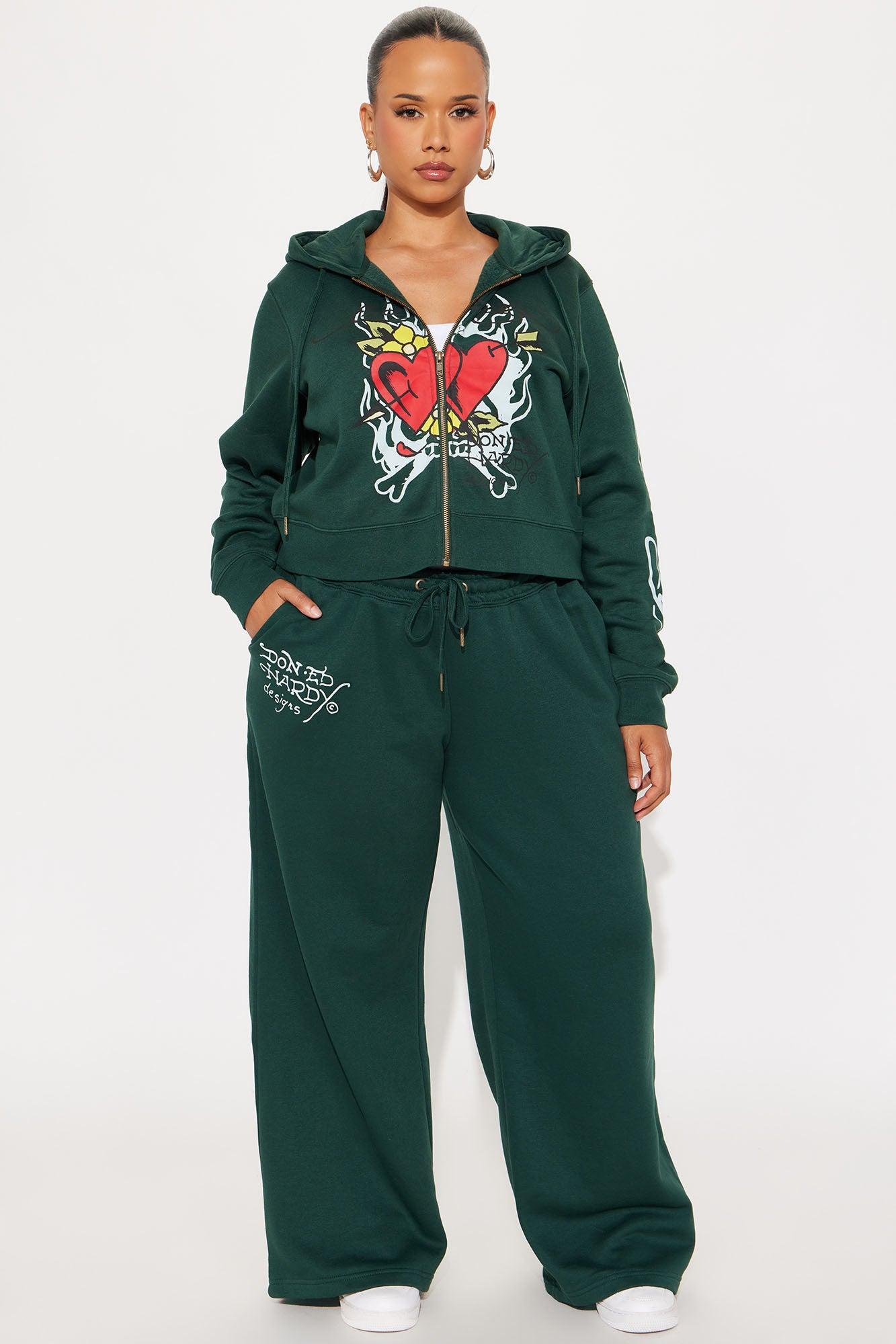 Ed Hardy Twin Flame Wide Leg Pant - Hunter Product Image