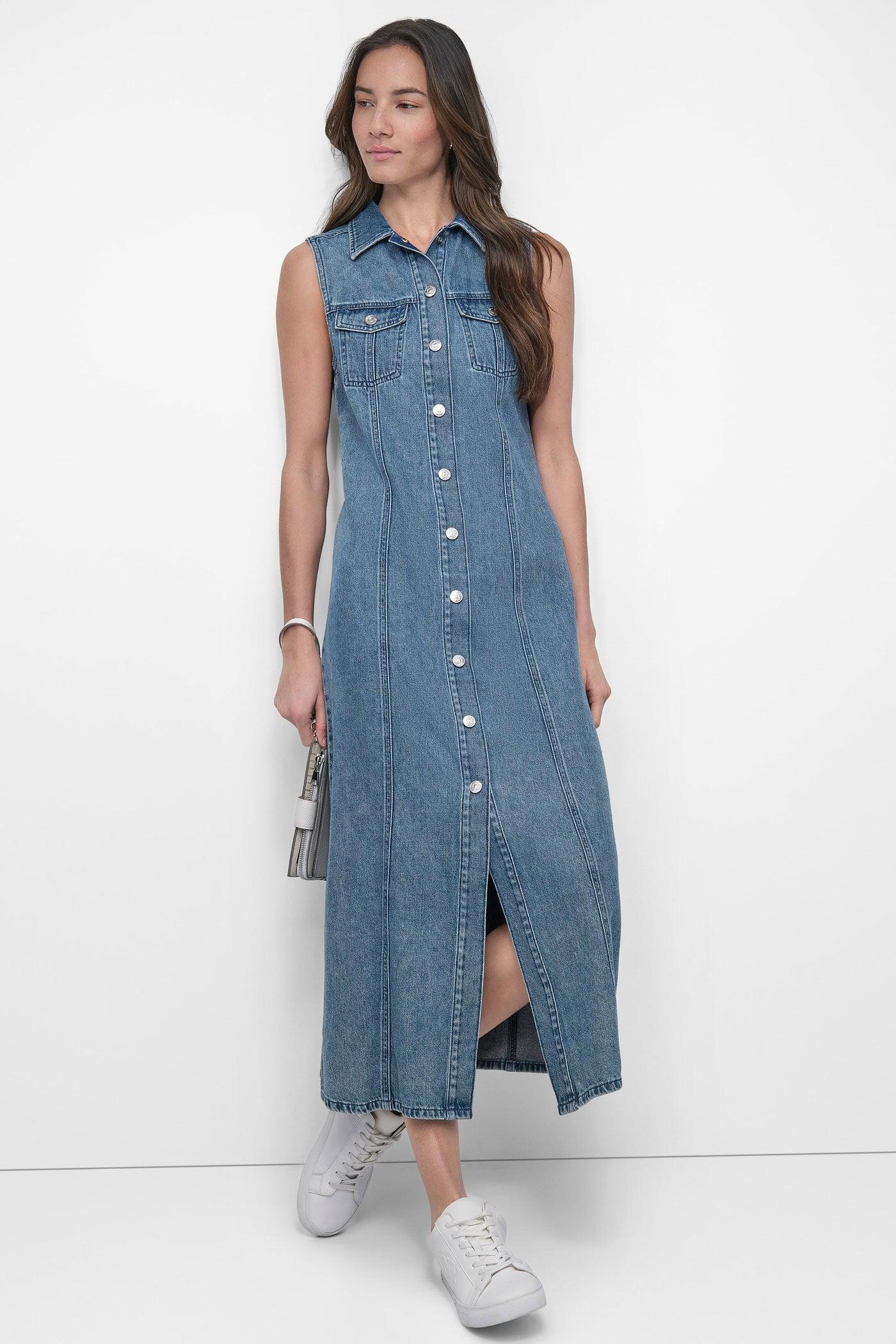 MAXI SLEEVELESS BUTTON FRONT DRESS Product Image
