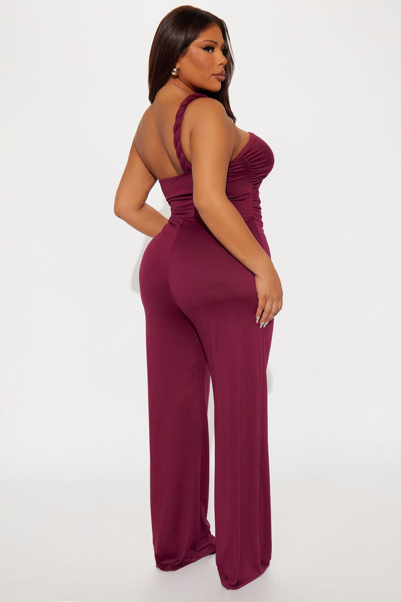 Brezzy Braided Cut Out Jumpsuit - Wine Product Image