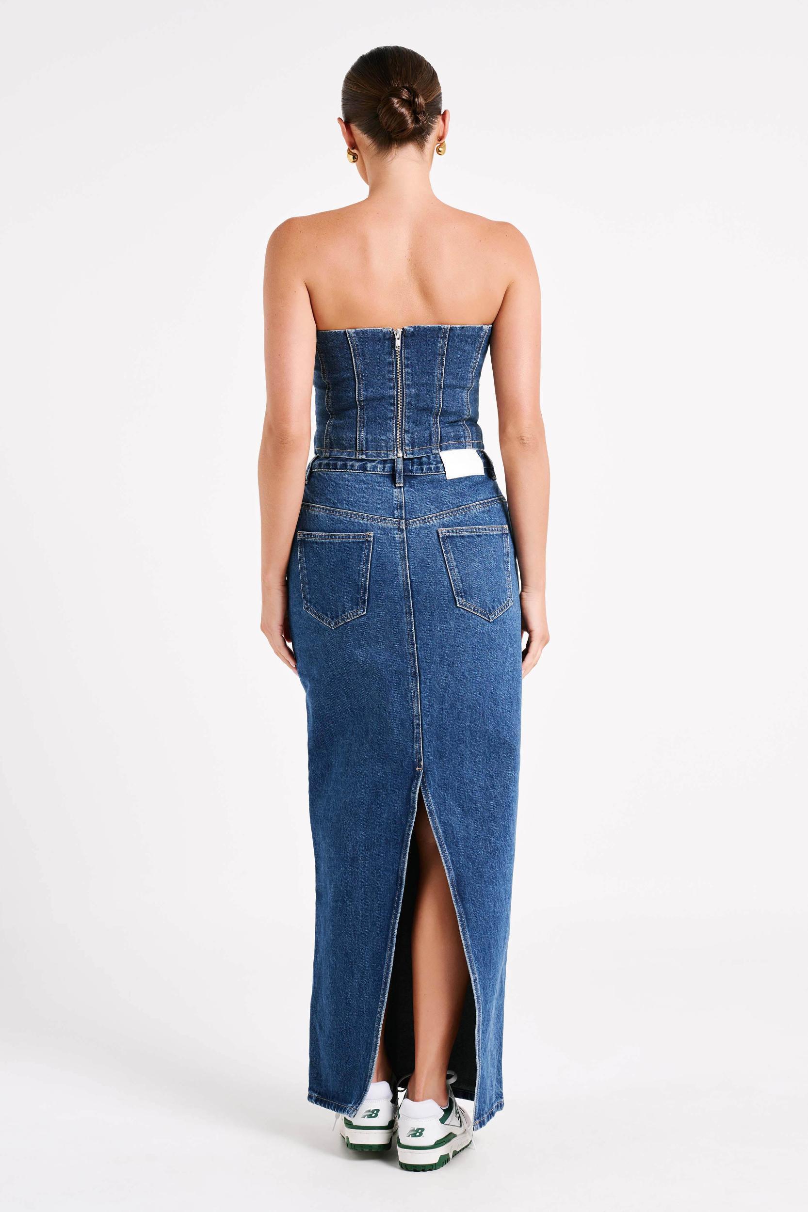 Illona Denim Maxi Skirt - Dark Blue Product Image