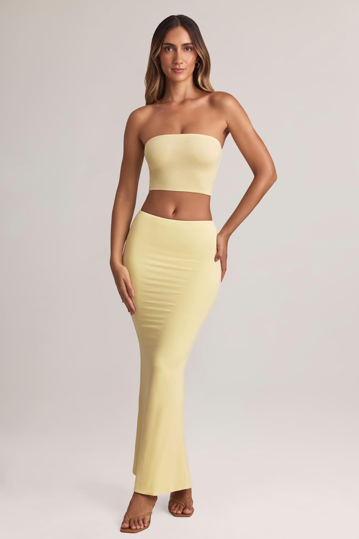Modal Mid-Rise Maxi Skirt in Lemon Sherbet Product Image