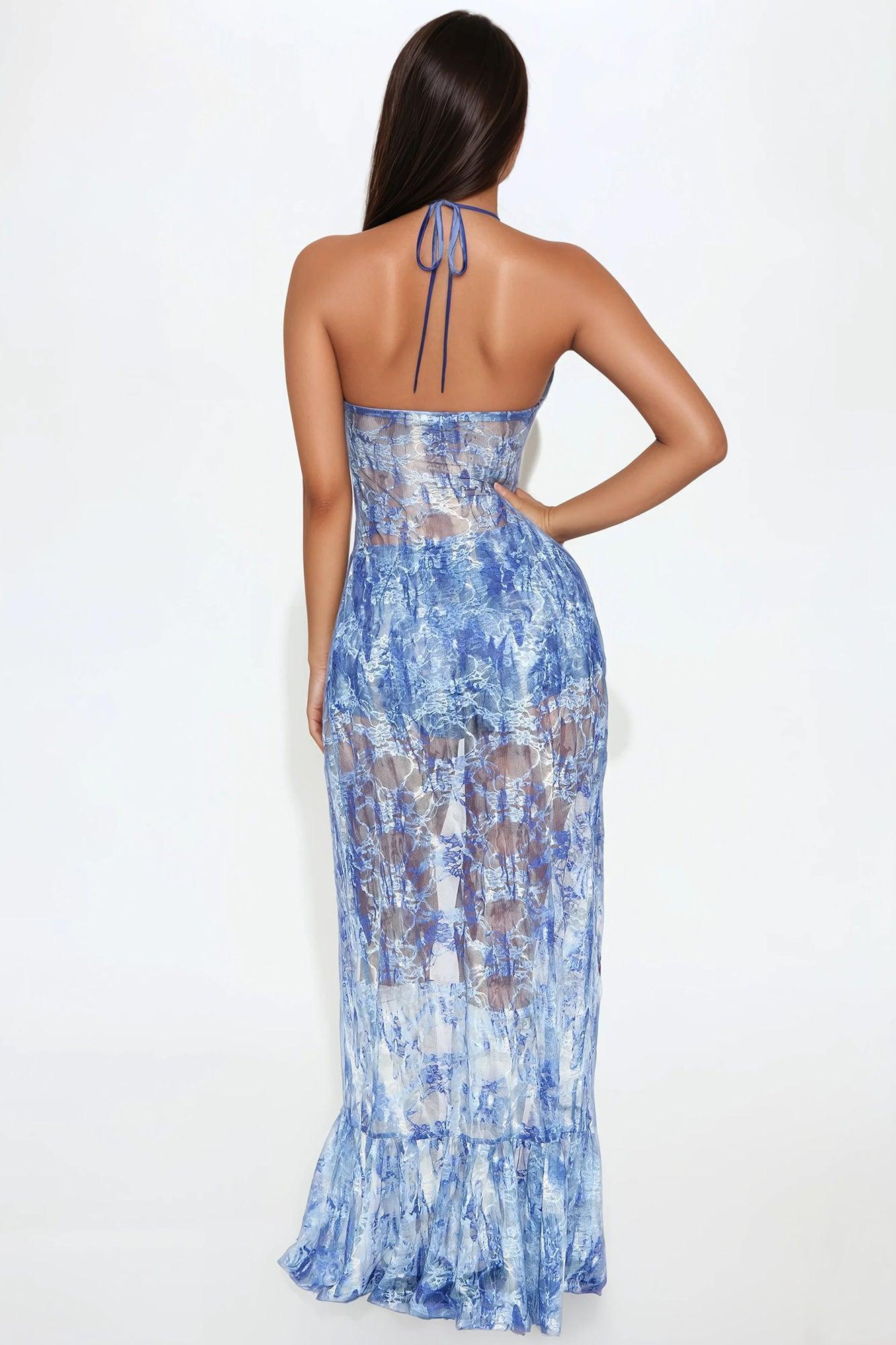 Island Sunset Lace Short Set - Blue/combo Product Image