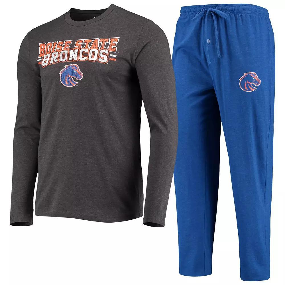 Men's Concepts Sport Royal/Heathered Charcoal Boise State Broncos Meter Long Sleeve T-Shirt & Pants Sleep Set, Size: Small, Blue Product Image