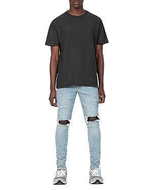 Purple Brand Dropped Slim Fit Destroyed Jeans in Light Indigo Product Image