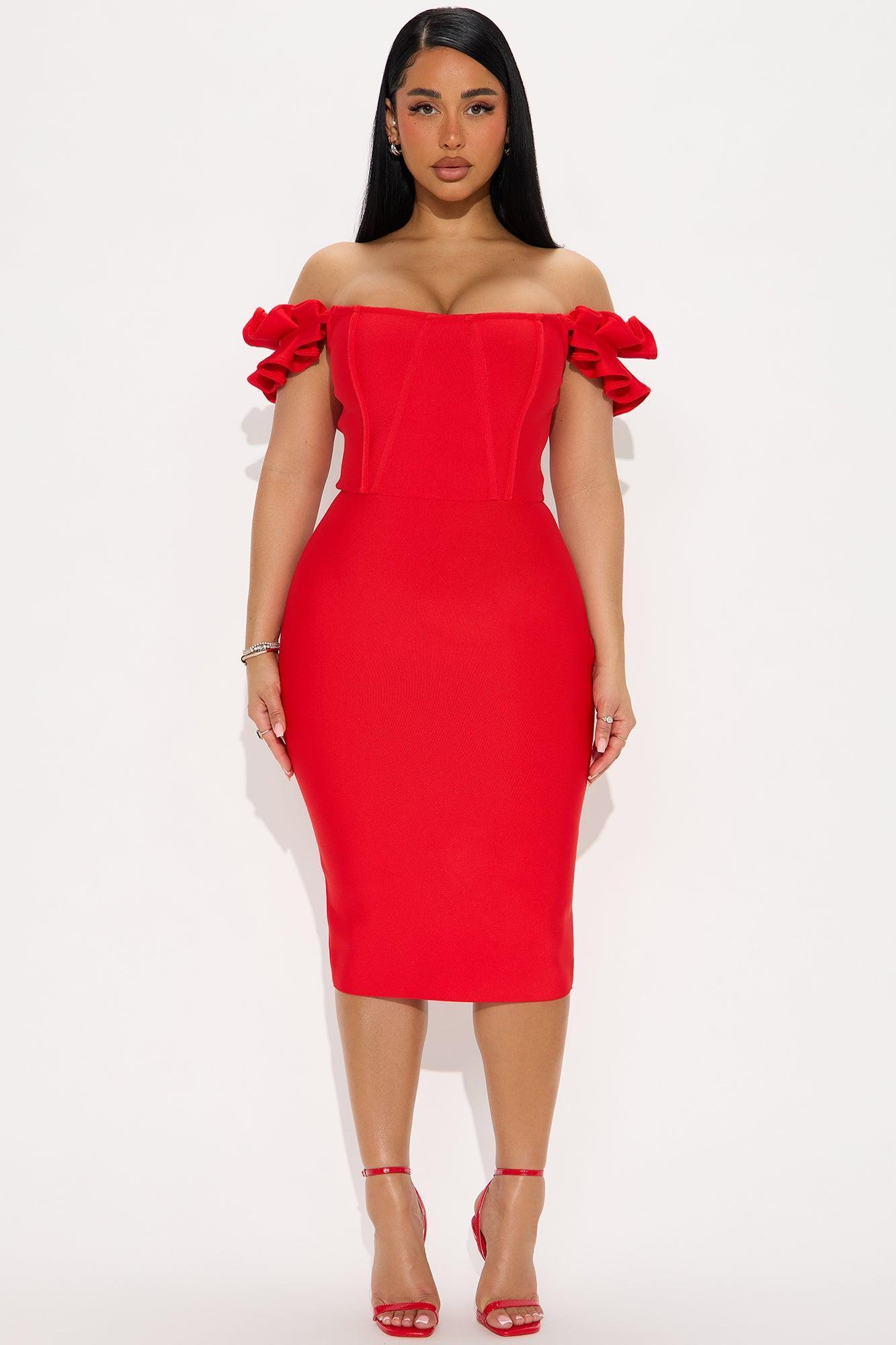 Mielle Bandage Midi Dress - Red Female Product Image