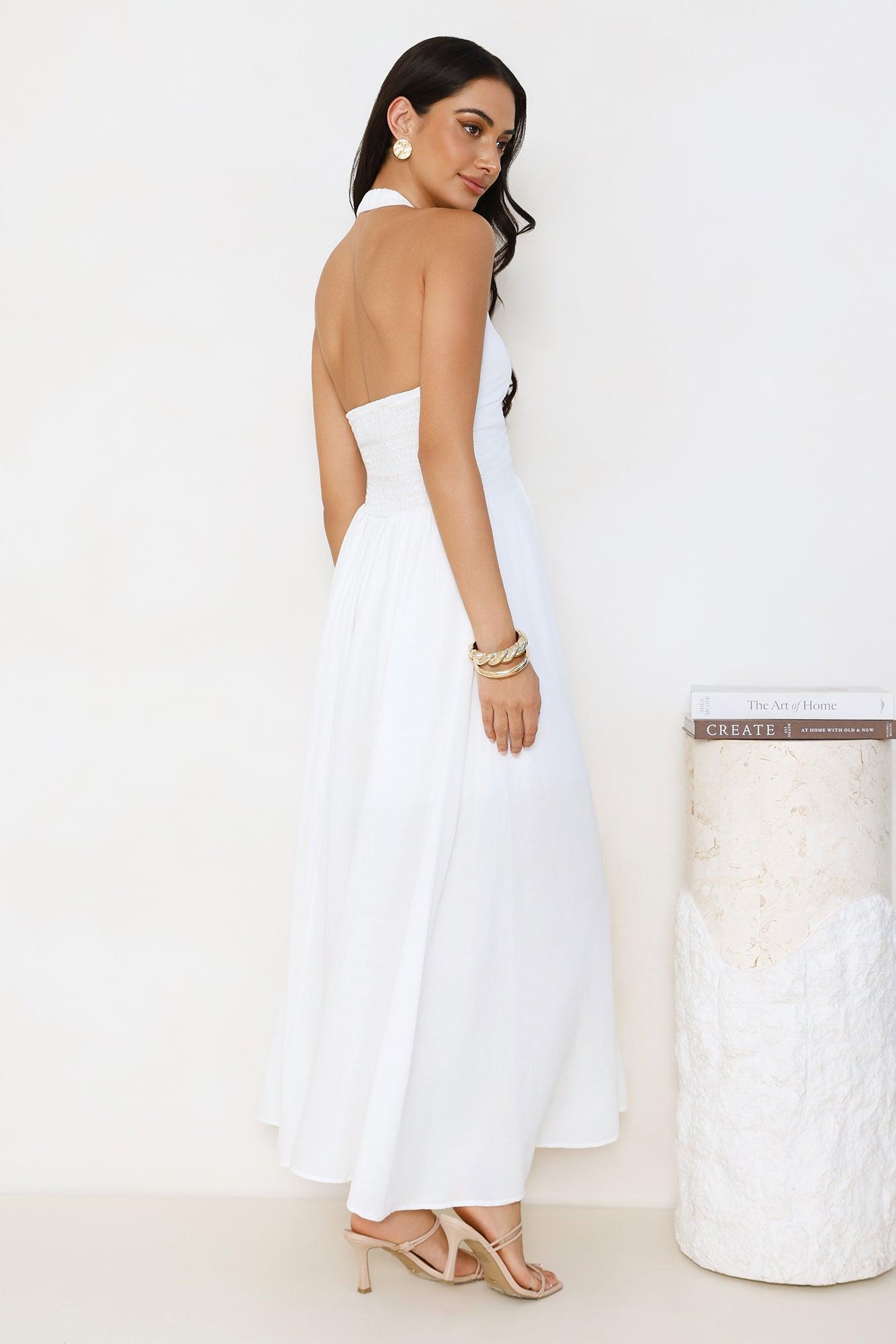 Ocean Kiss Halter Maxi Dress White Product Image