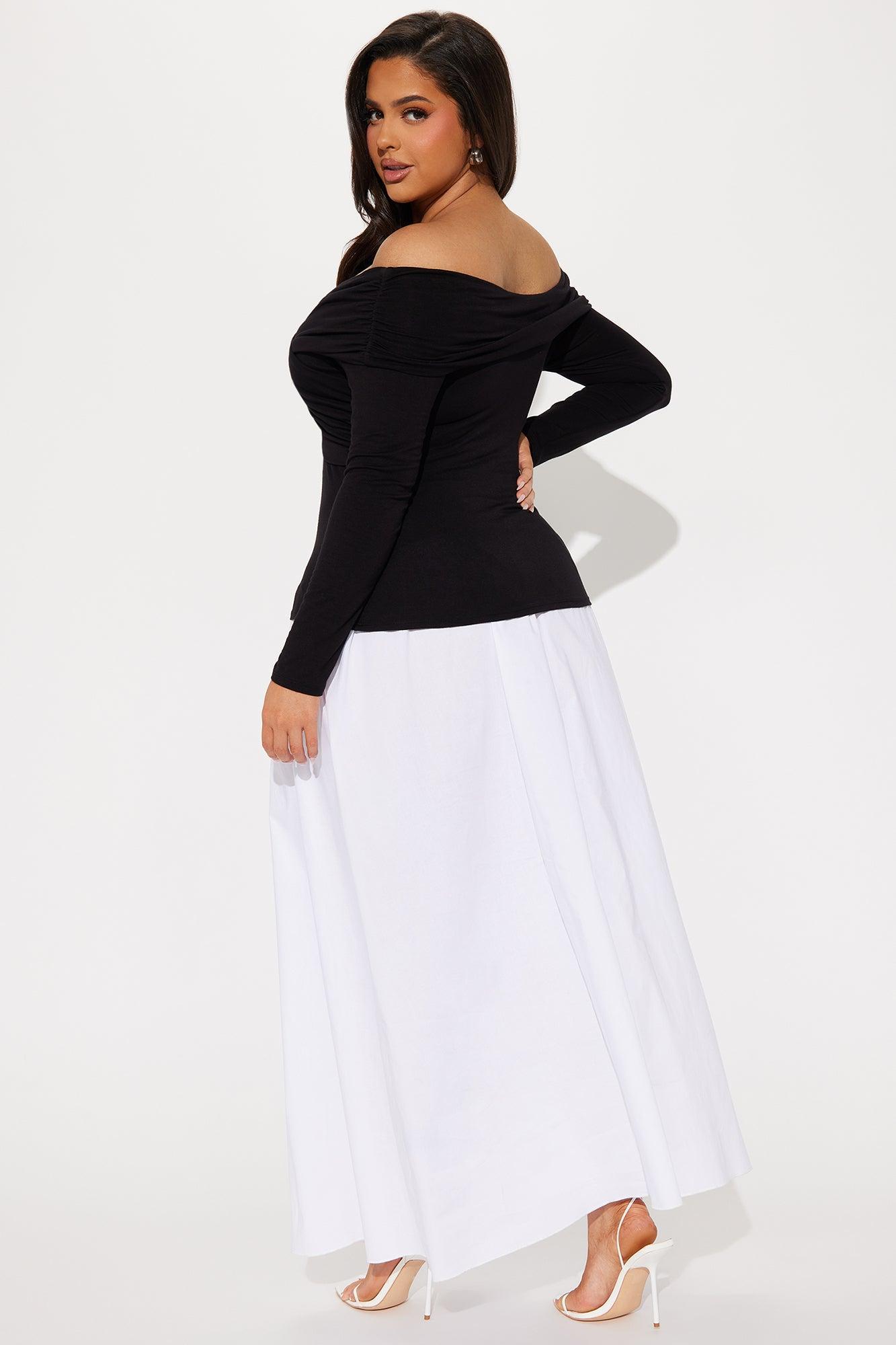 Marissa Drop Waist Contrast Maxi Dress - Black/White Product Image