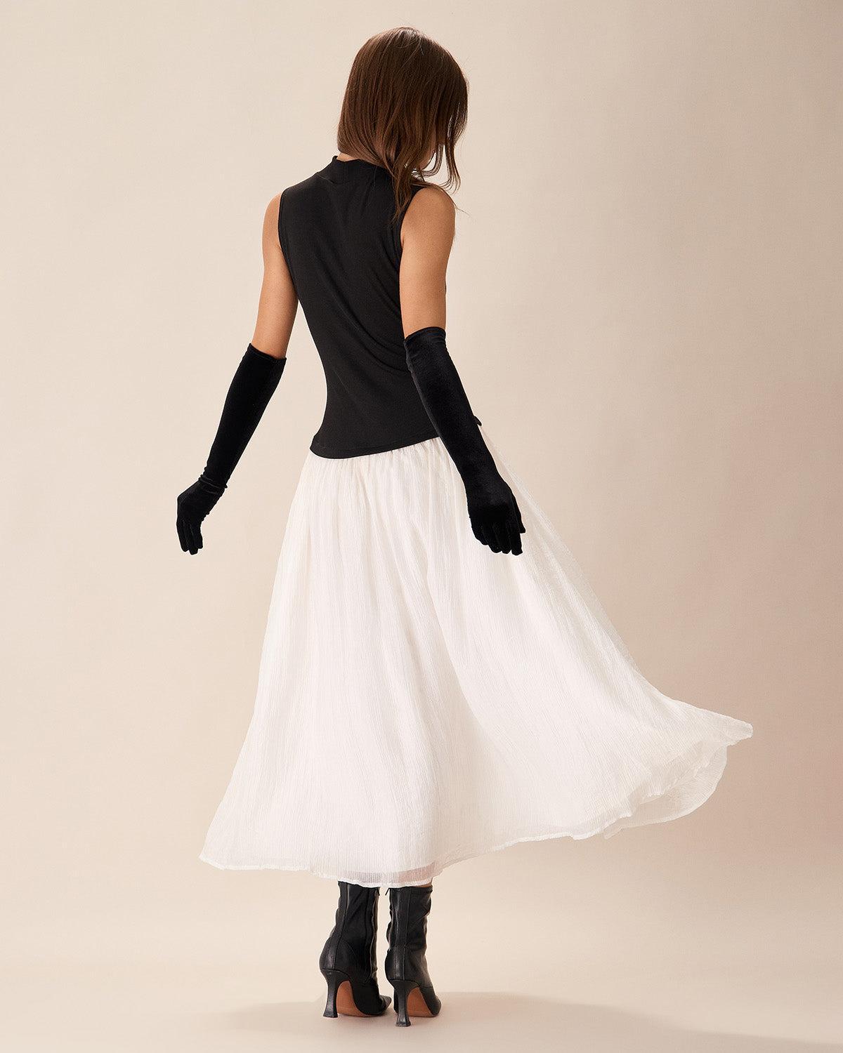 Black Contrasting Knit Ribbed Maxi Dress Product Image