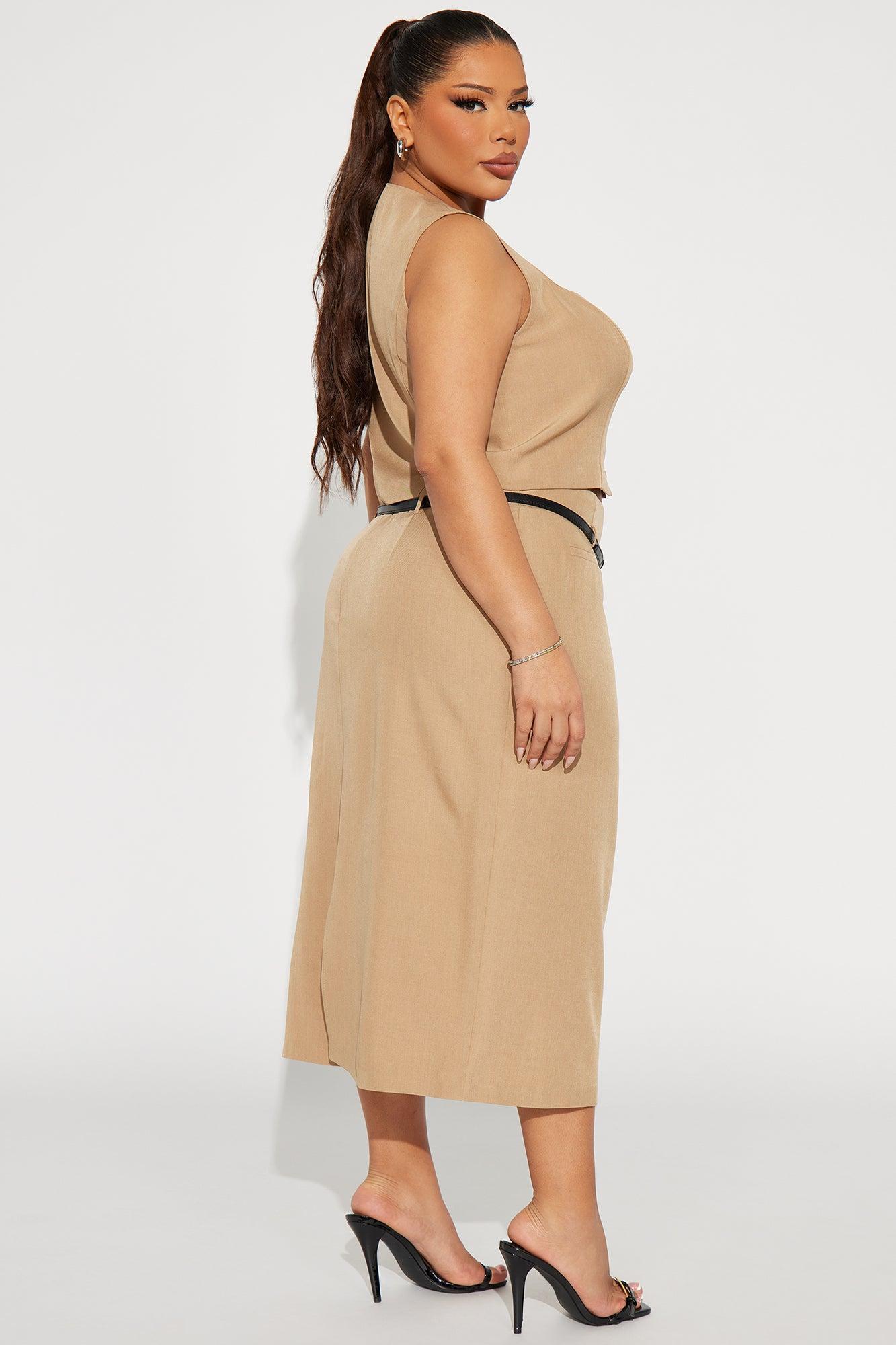 Myla Vest And Pencil Skirt Set - Taupe Product Image