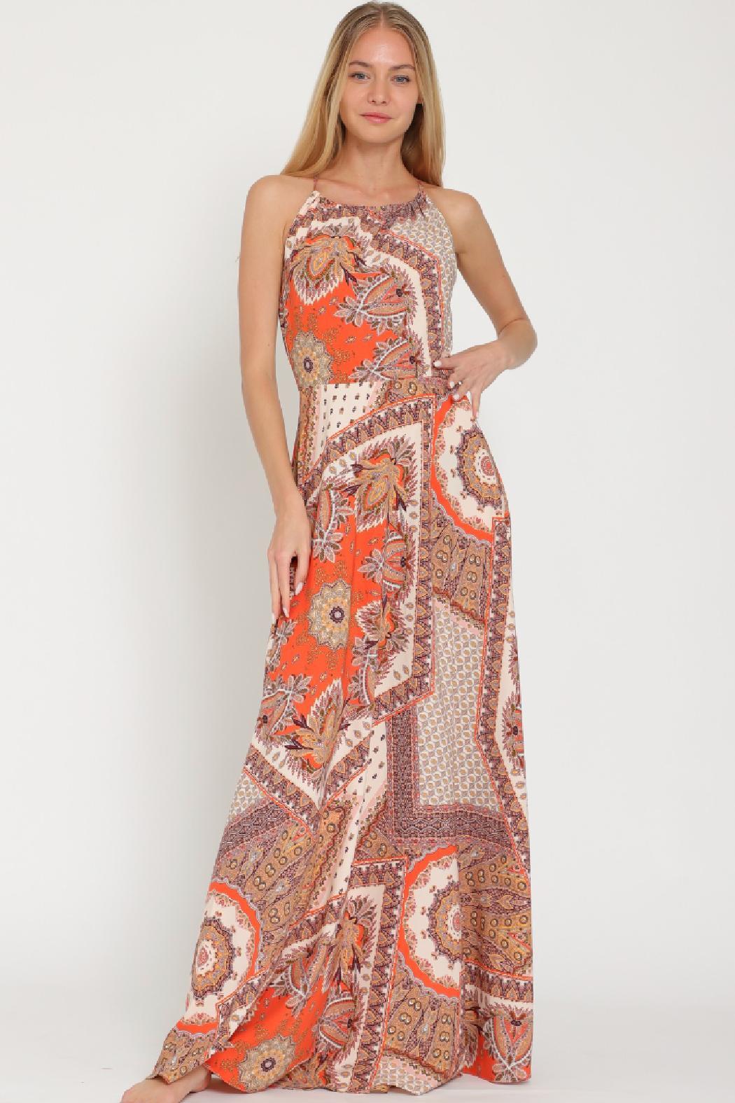 Halter Back Cross Strap Maxi Dress Product Image