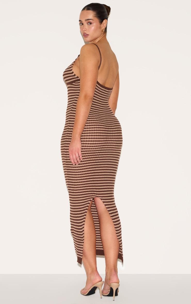 Shape Mocha Crochet Striped Strappy Maxi Dress Product Image