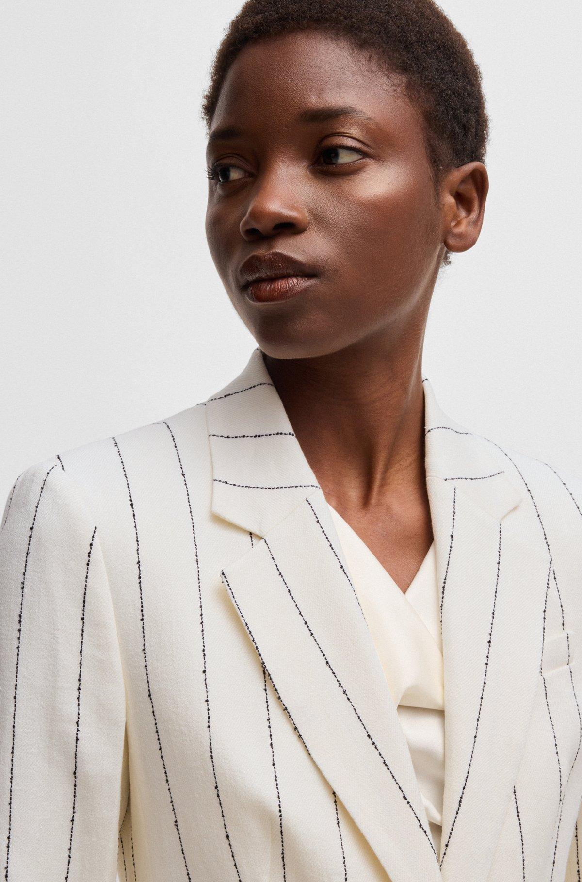 BOSS - Slim-fit suit jacket in striped linen-blend bouclé - Patterned Product Image