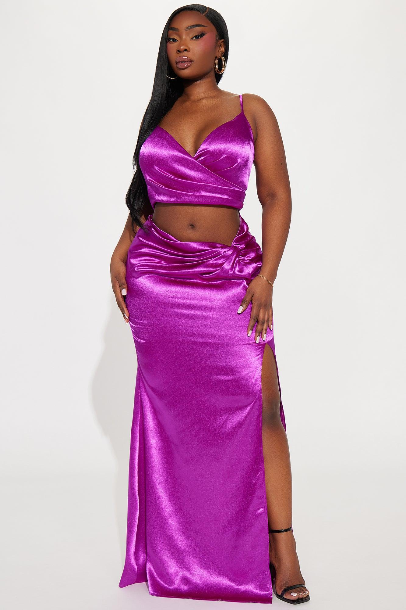 Isla Satin Gown - Magenta Product Image