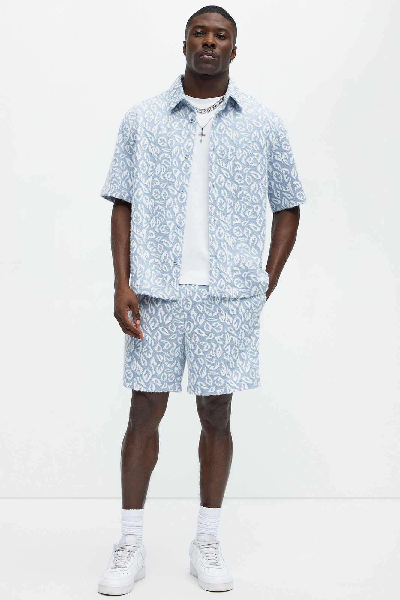 Jacquard Foliage Shorts - Blue/combo Product Image