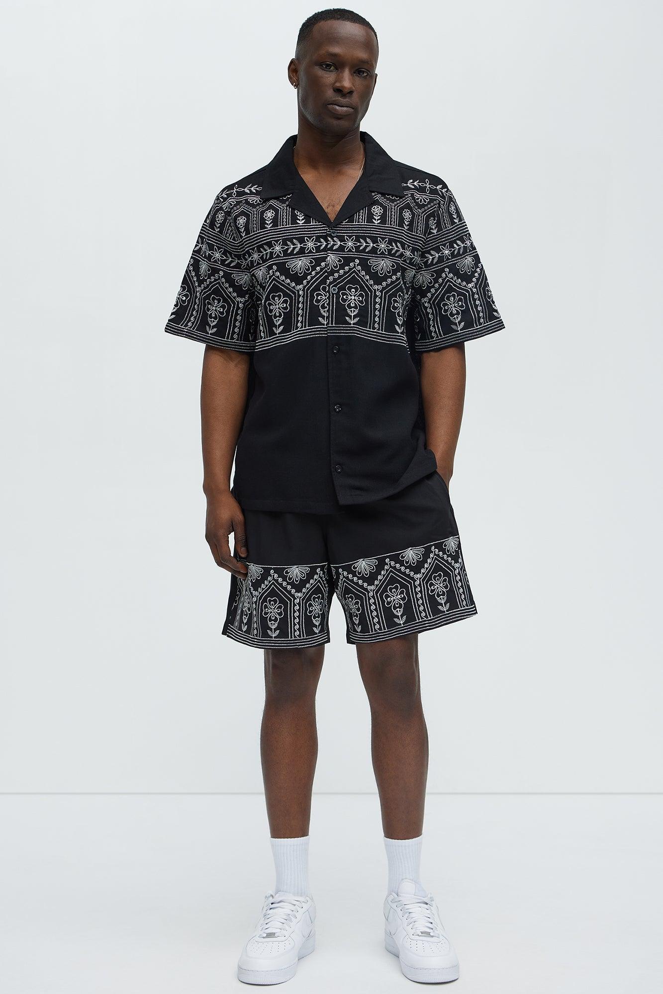 Embroidered Floral Swim Classic Trunk - Black/combo Product Image