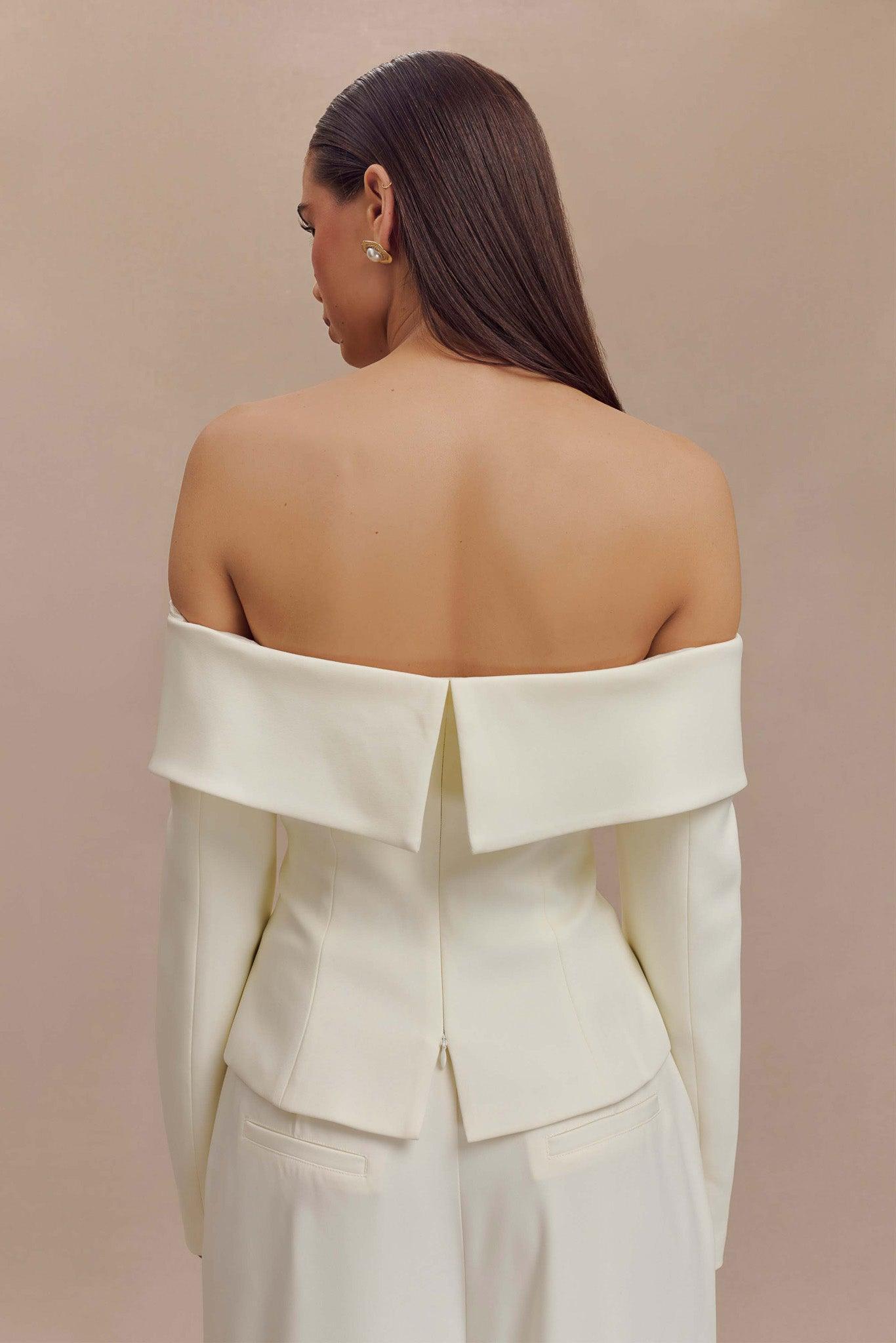 Celene Off Shoulder Jacket - Ivory Product Image
