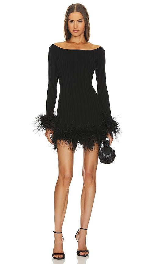 Rosette Feather Trim Mini Dress MILLY Product Image
