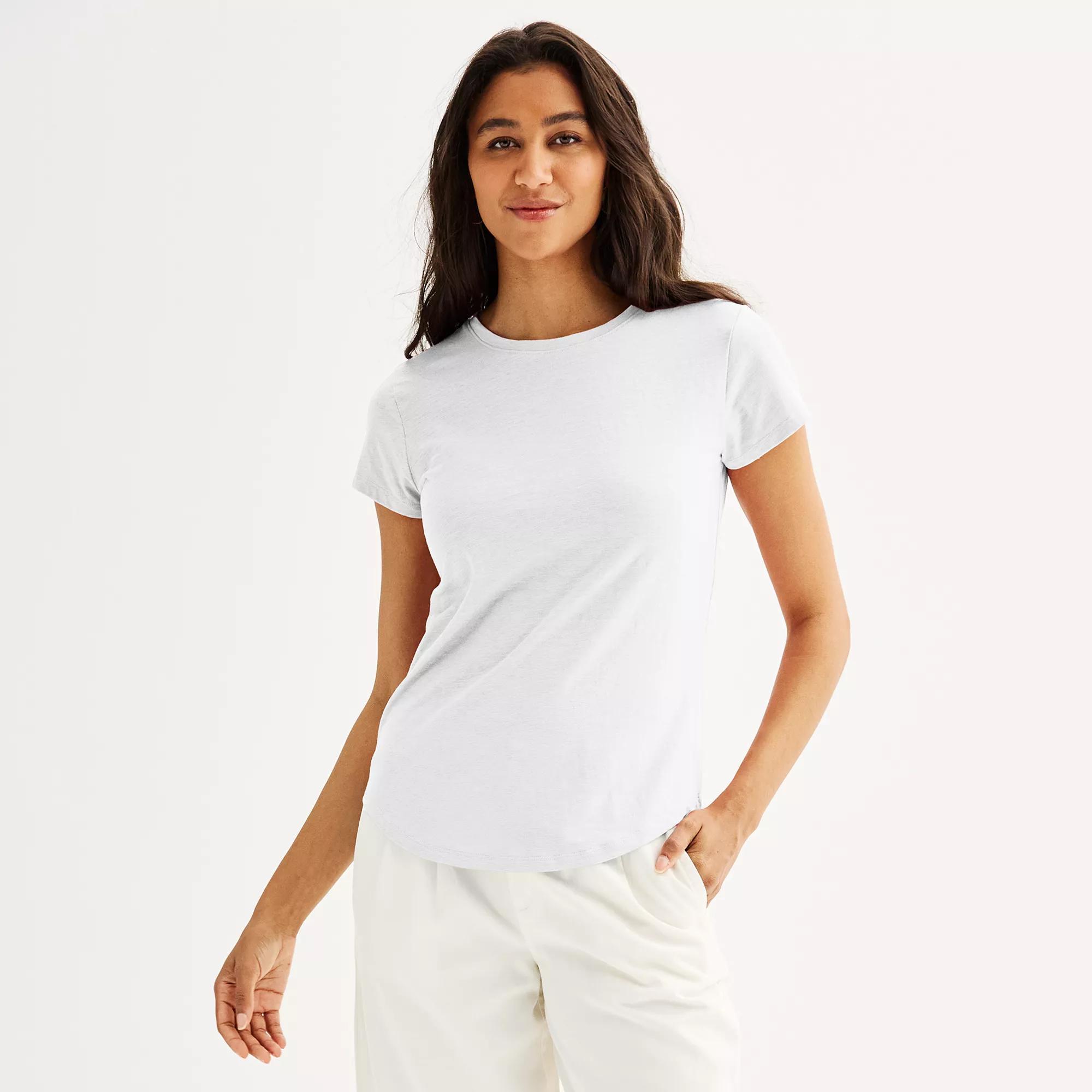 Petite Sonoma Goods For Life® Everyday Short Sleeve Crewneck Tee, Women's, Size: Medium Petite, Vital White Product Image
