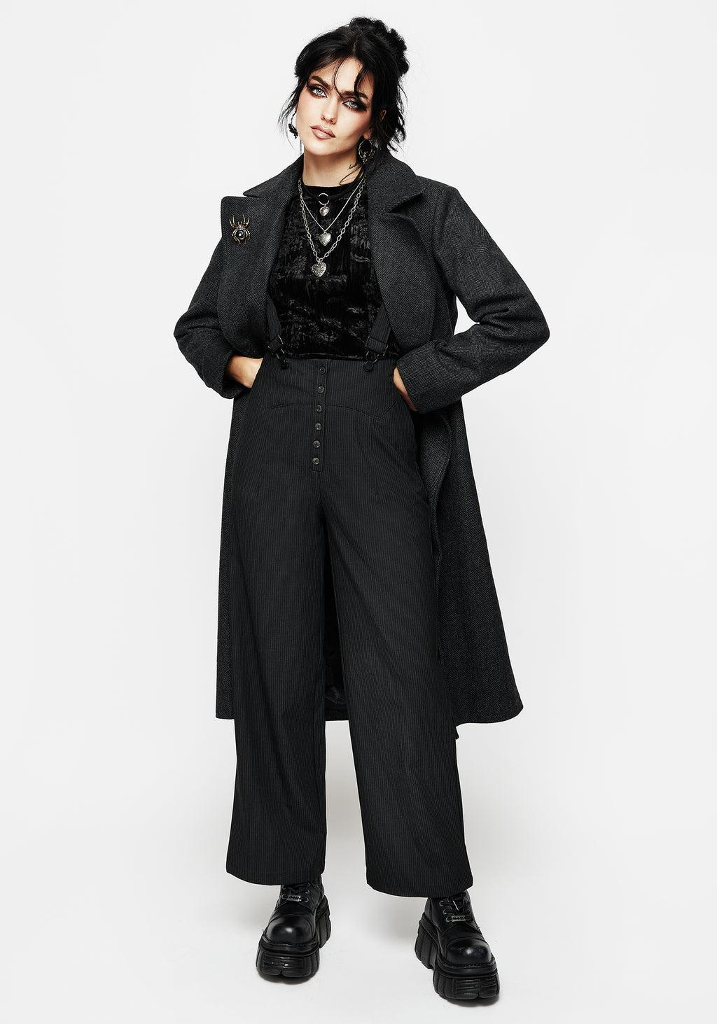 Tilda High Waist Wide Leg Pinstripe Suspender Trousers Product Image