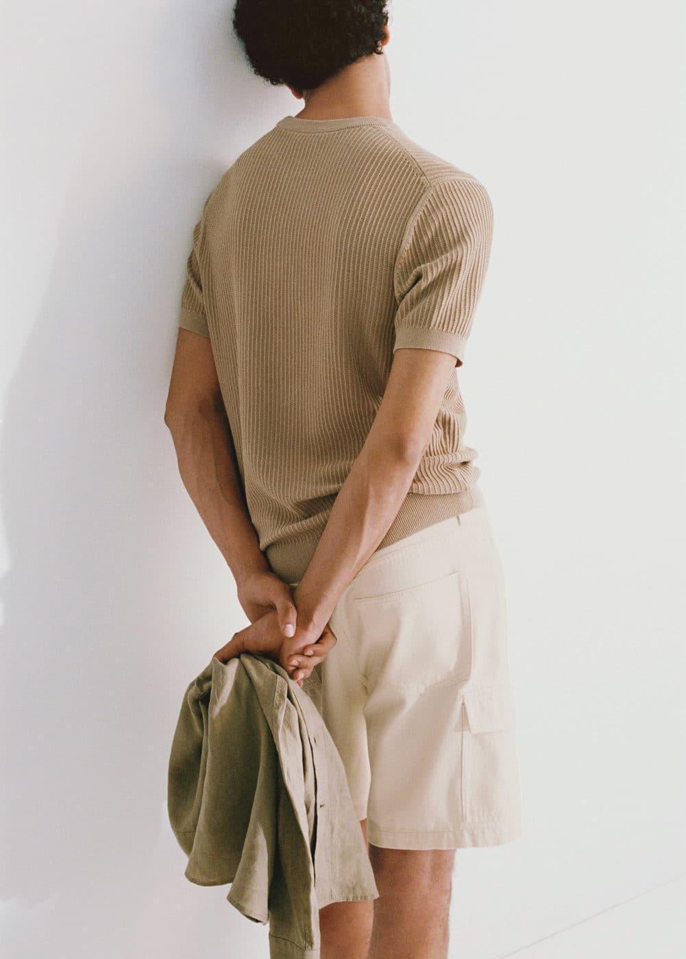 Denim cotton cargo shorts - Men | MANGO USA Product Image