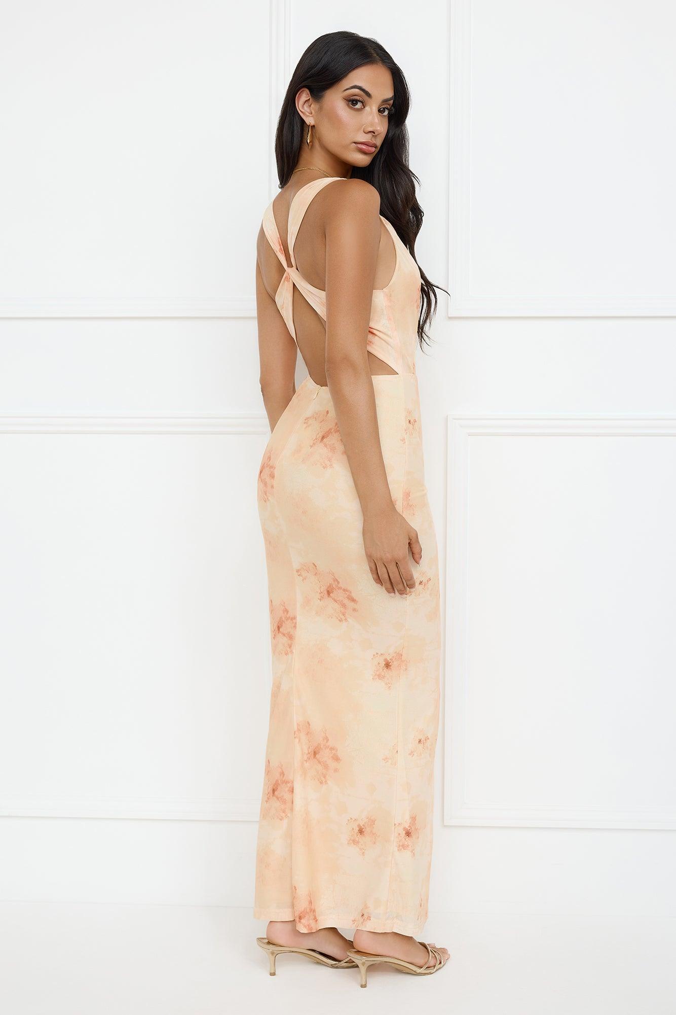 Citrus Sizzle Mesh Maxi Dress Orange Product Image