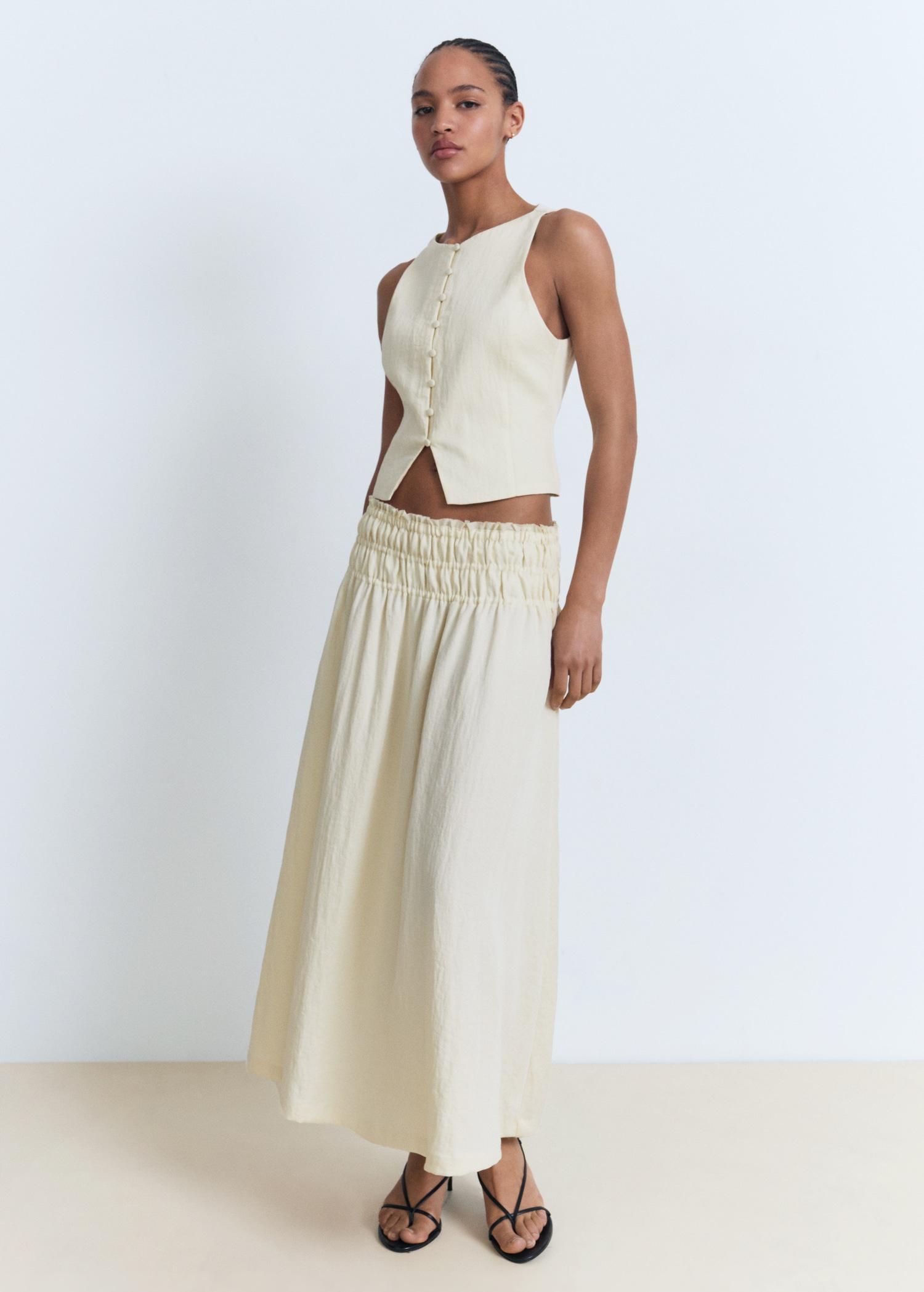 Long gathered panel skirt - Women | MANGO USA Product Image