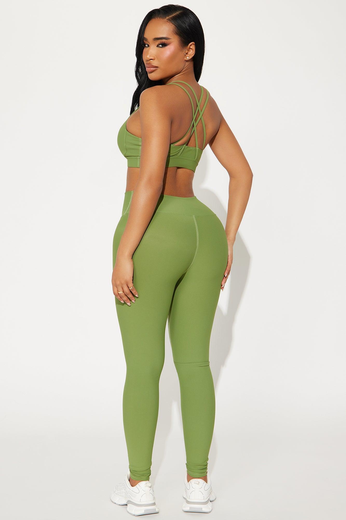 Pace It Ribbed Active Set - Olive Product Image