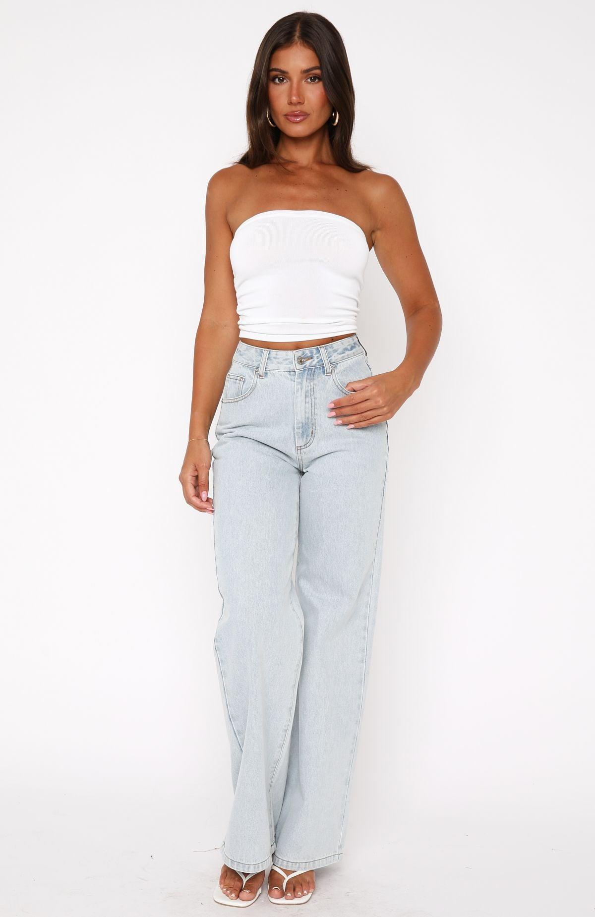 Lola High Rise Wide Leg Jeans Light Blue Product Image
