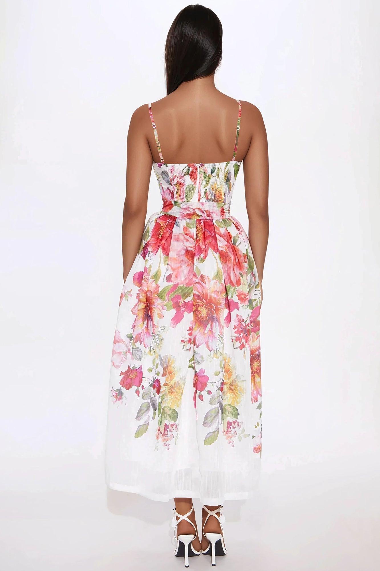 Pretty Amazing Floral Midi Dress - Multi Color Product Image