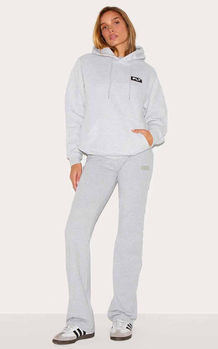 PRETTYLITTLETHING Ash Grey Logo Badge Detailed Oversized Hoodie Product Image