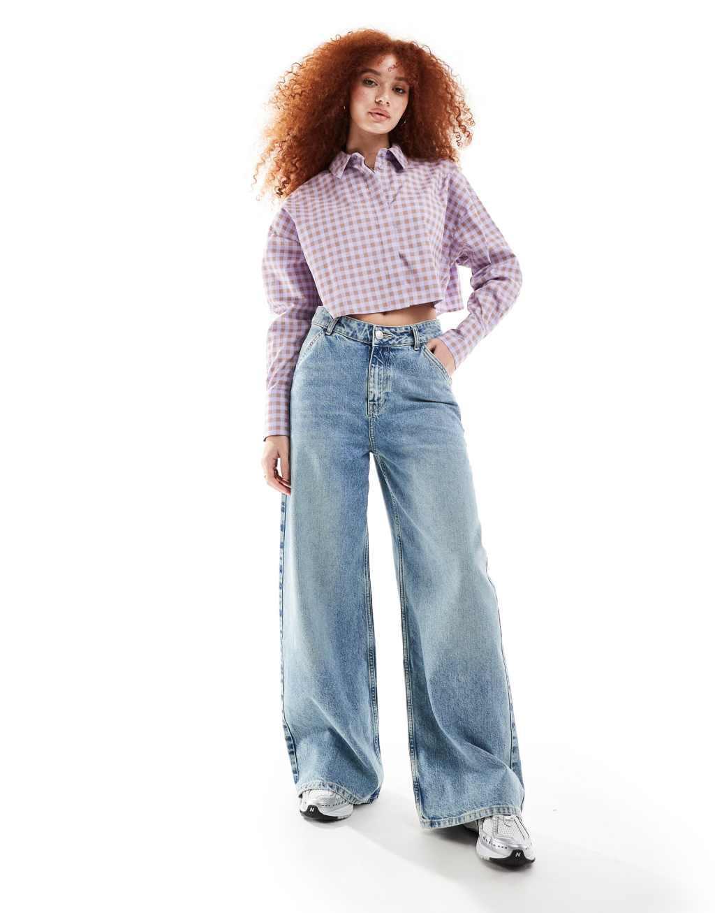 ASOS DESIGN ultimate cropped shirt in gingham plaid Product Image