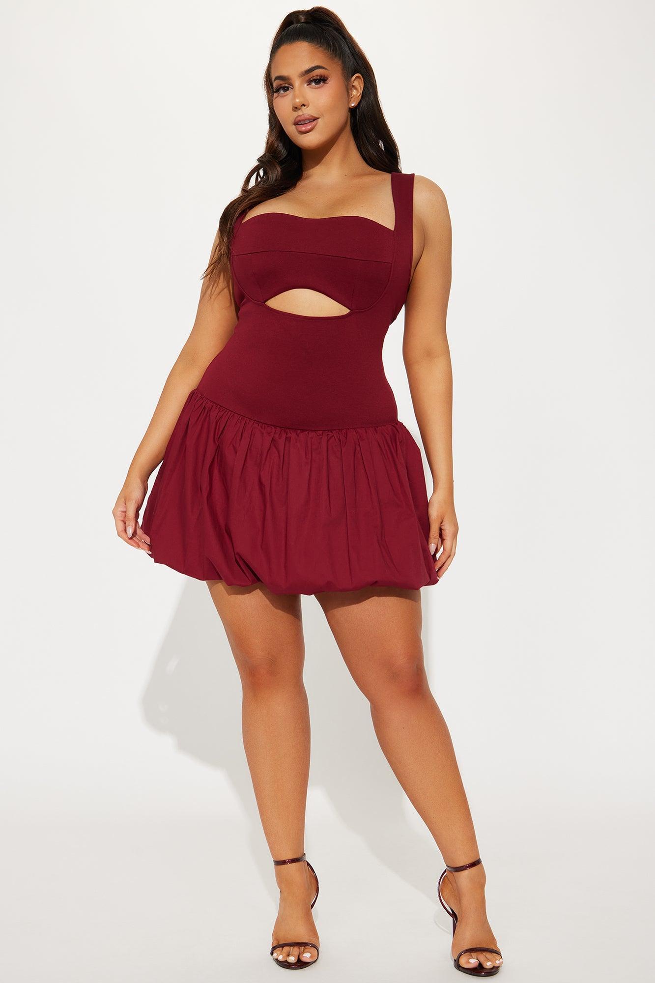Evie Bubble Mini Dress - Wine Product Image