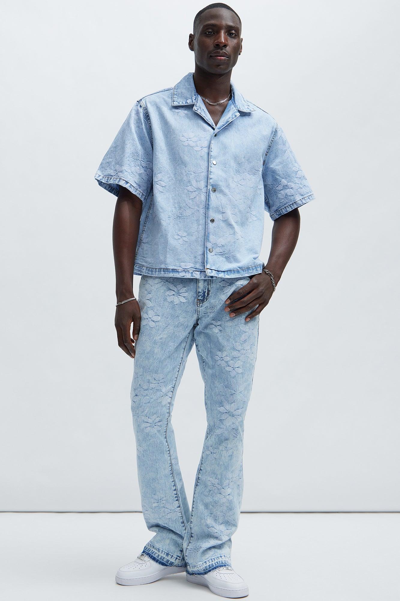 Kenneth Stacked Slim Flare Jeans - Light Blue Wash Product Image