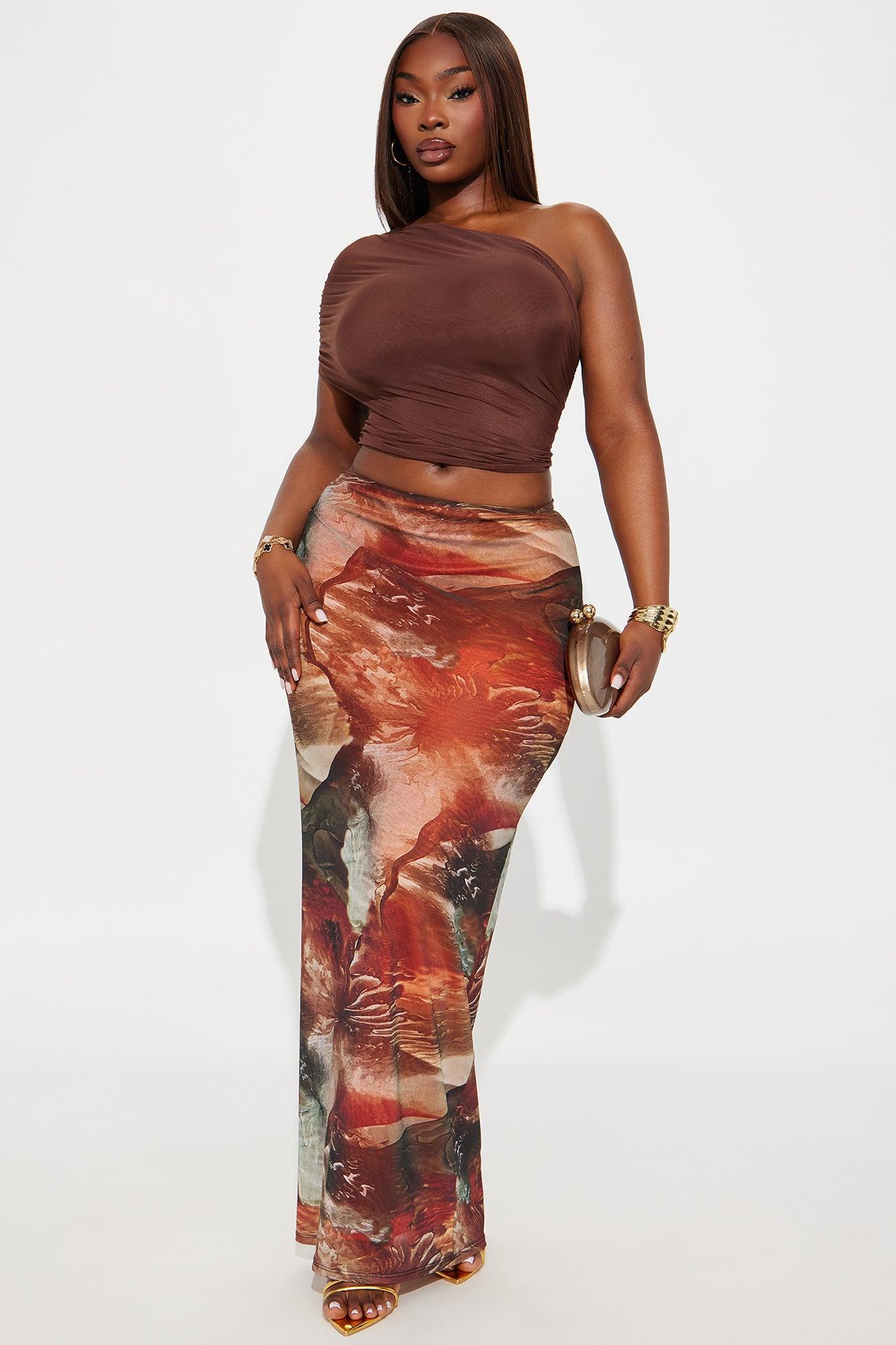 Year Round Mesh One Shoulder Top - Chocolate Product Image