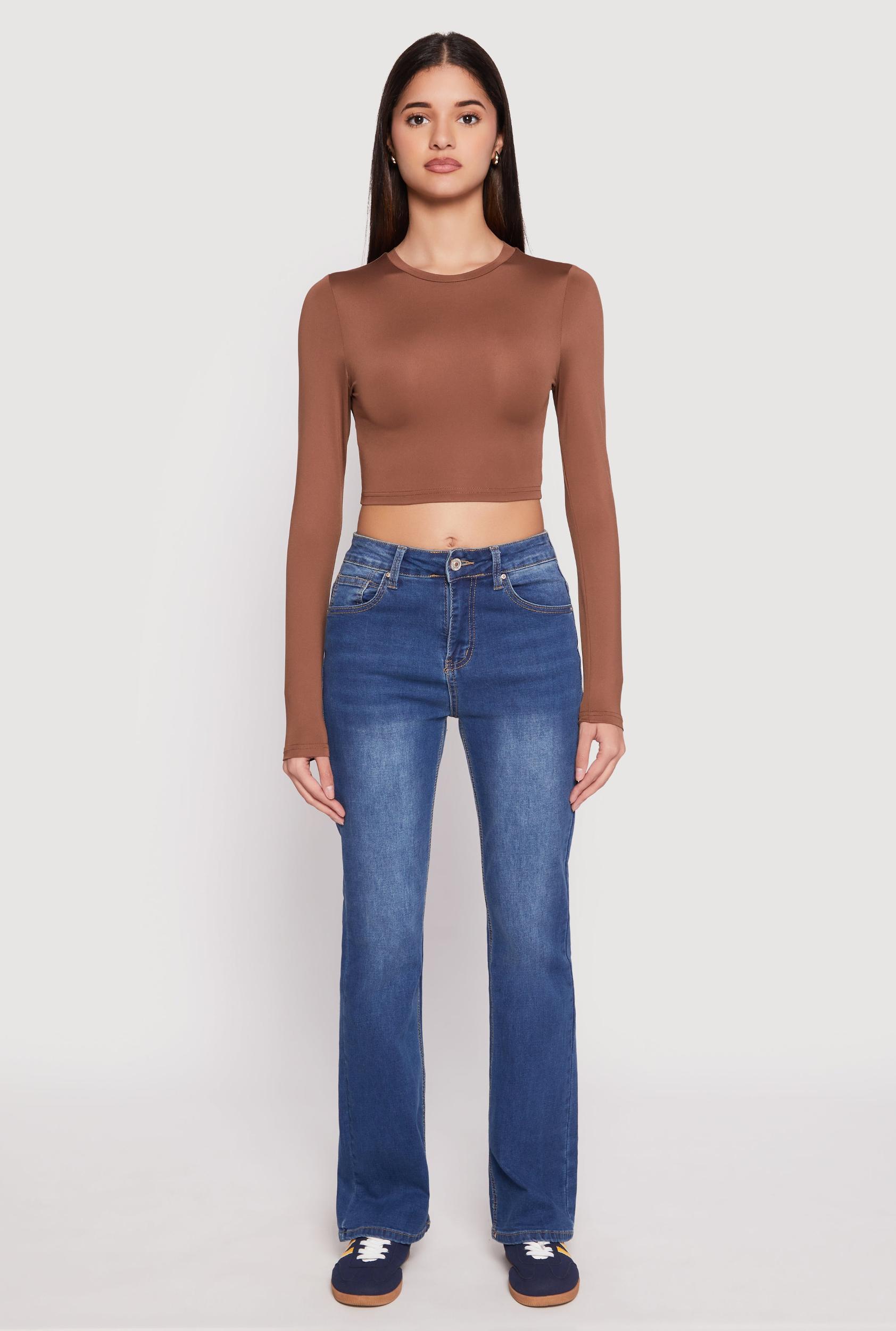 Womens Daisy Long Sleeve High Neck Crop Top Product Image