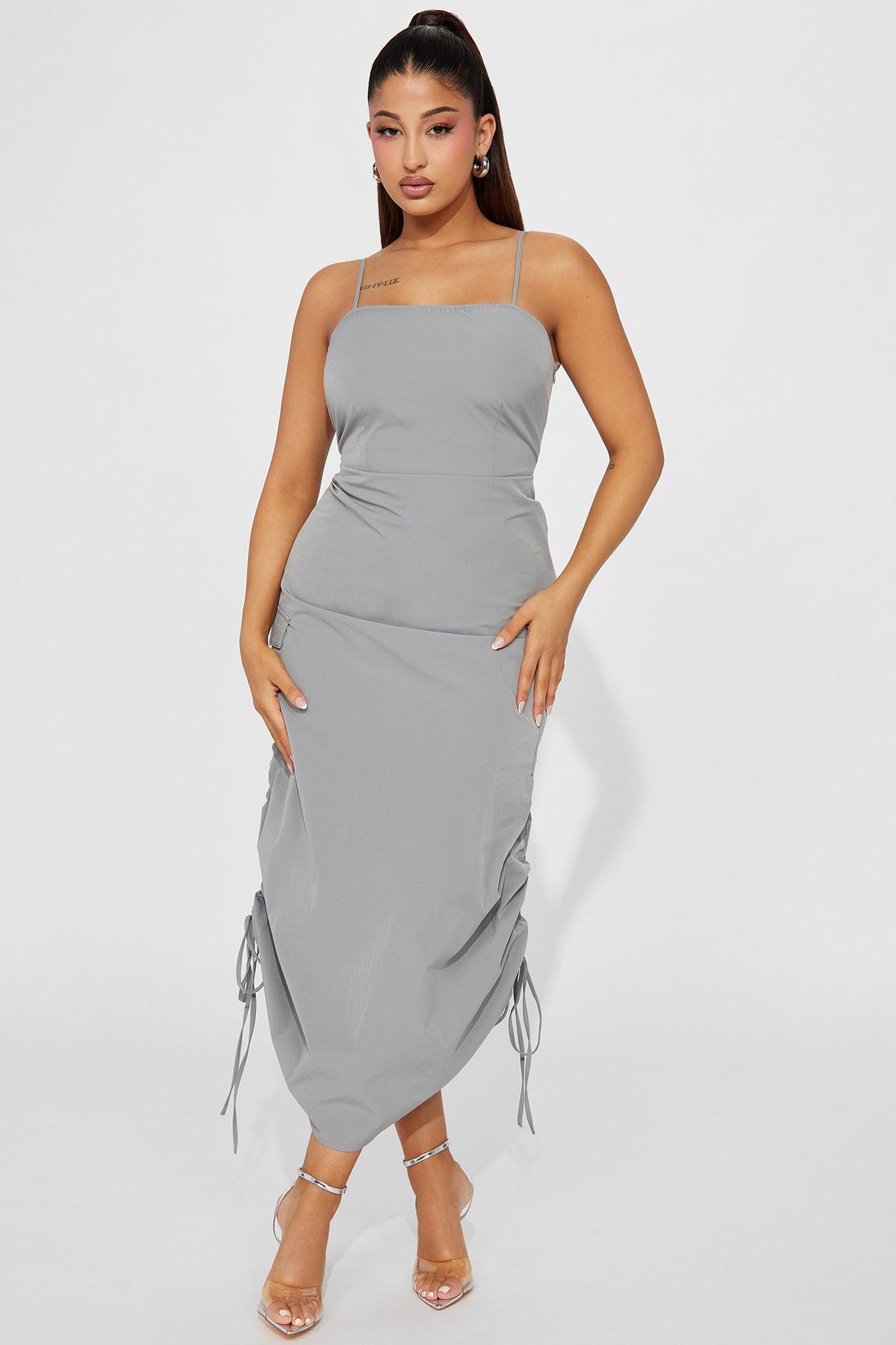 Jamie Windbreaker Midi Dress - Grey Product Image