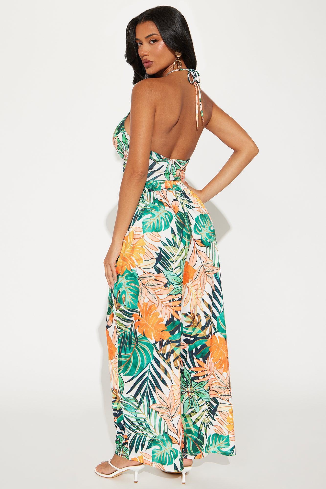 Summer Escape Wide Leg Pant Set - Orange/combo Product Image