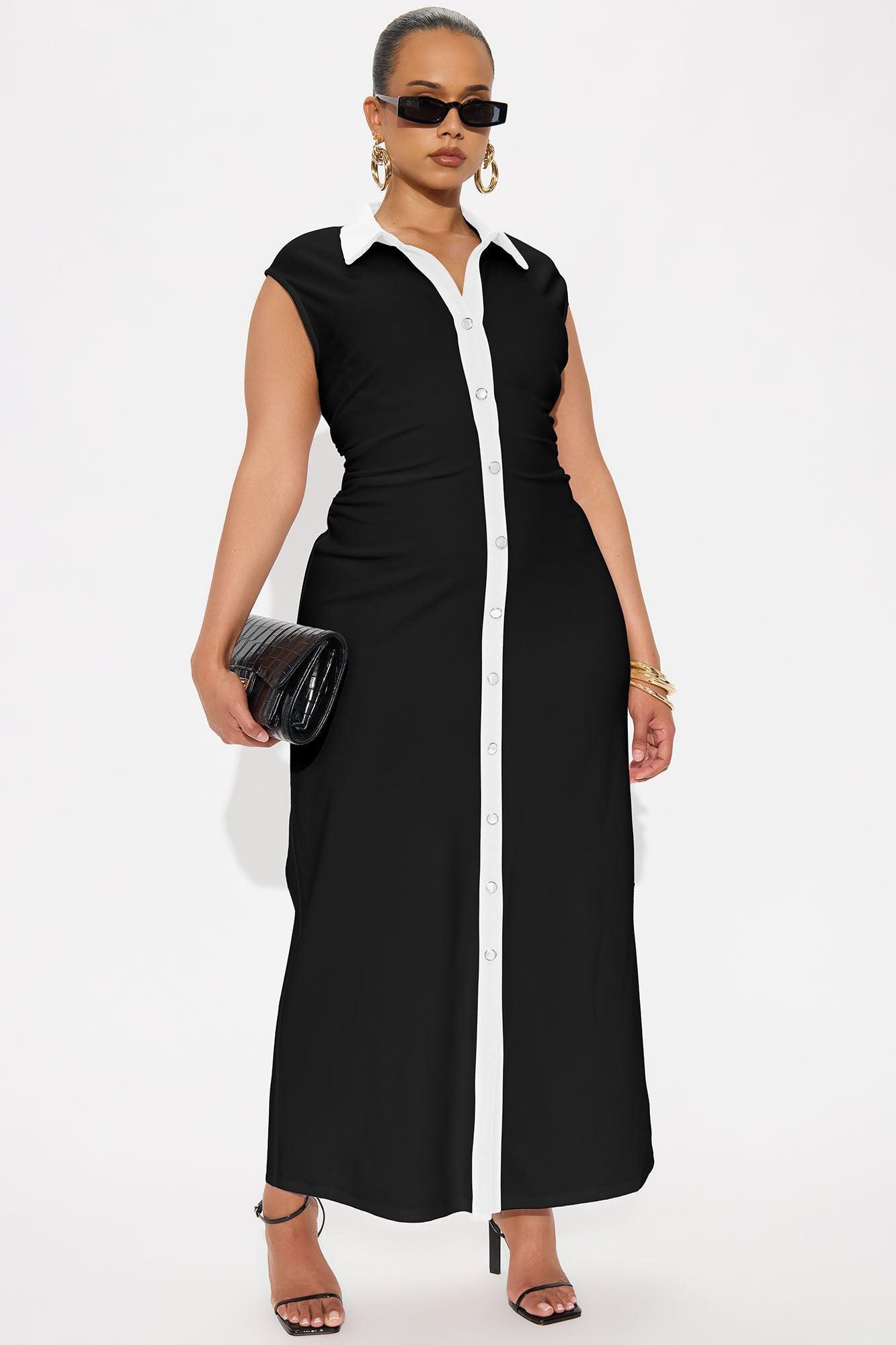 Stella Contrast Maxi Dress - Black Product Image