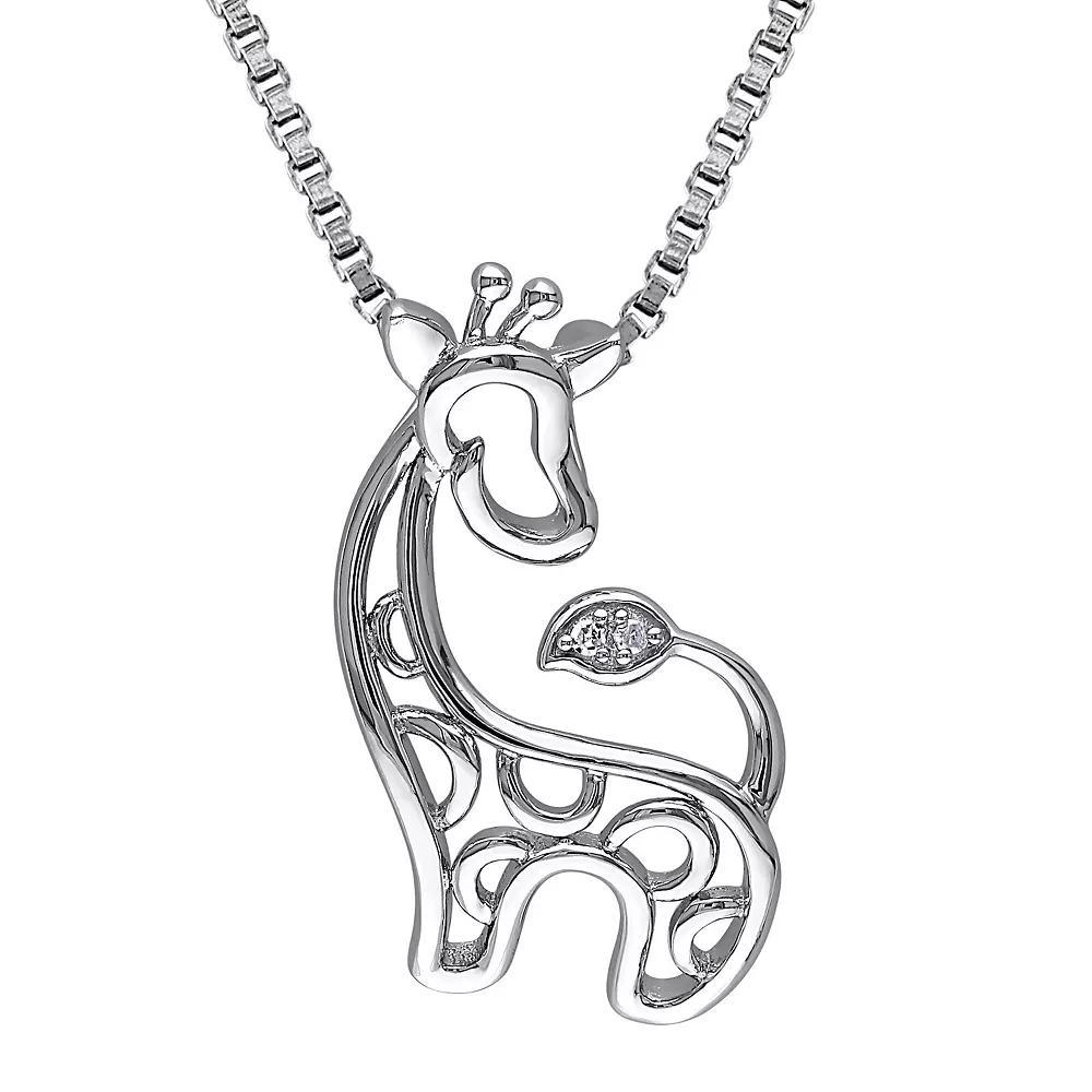 Stella Grace Sterling Silver Diamond Accent Giraffe Pendant Necklace, Women's, Size: 18" Product Image