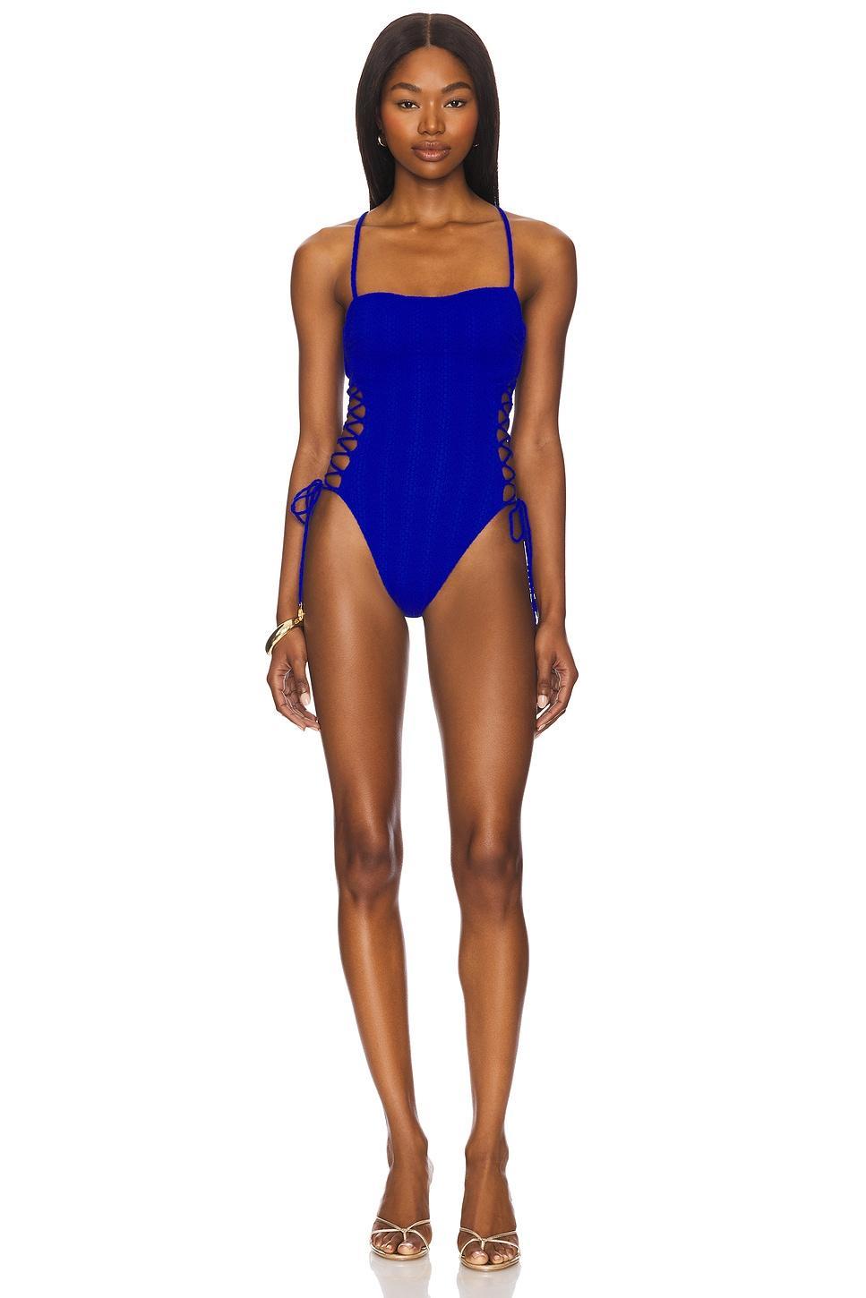 Square Neck Laced Up One Piece Luli Fama Product Image