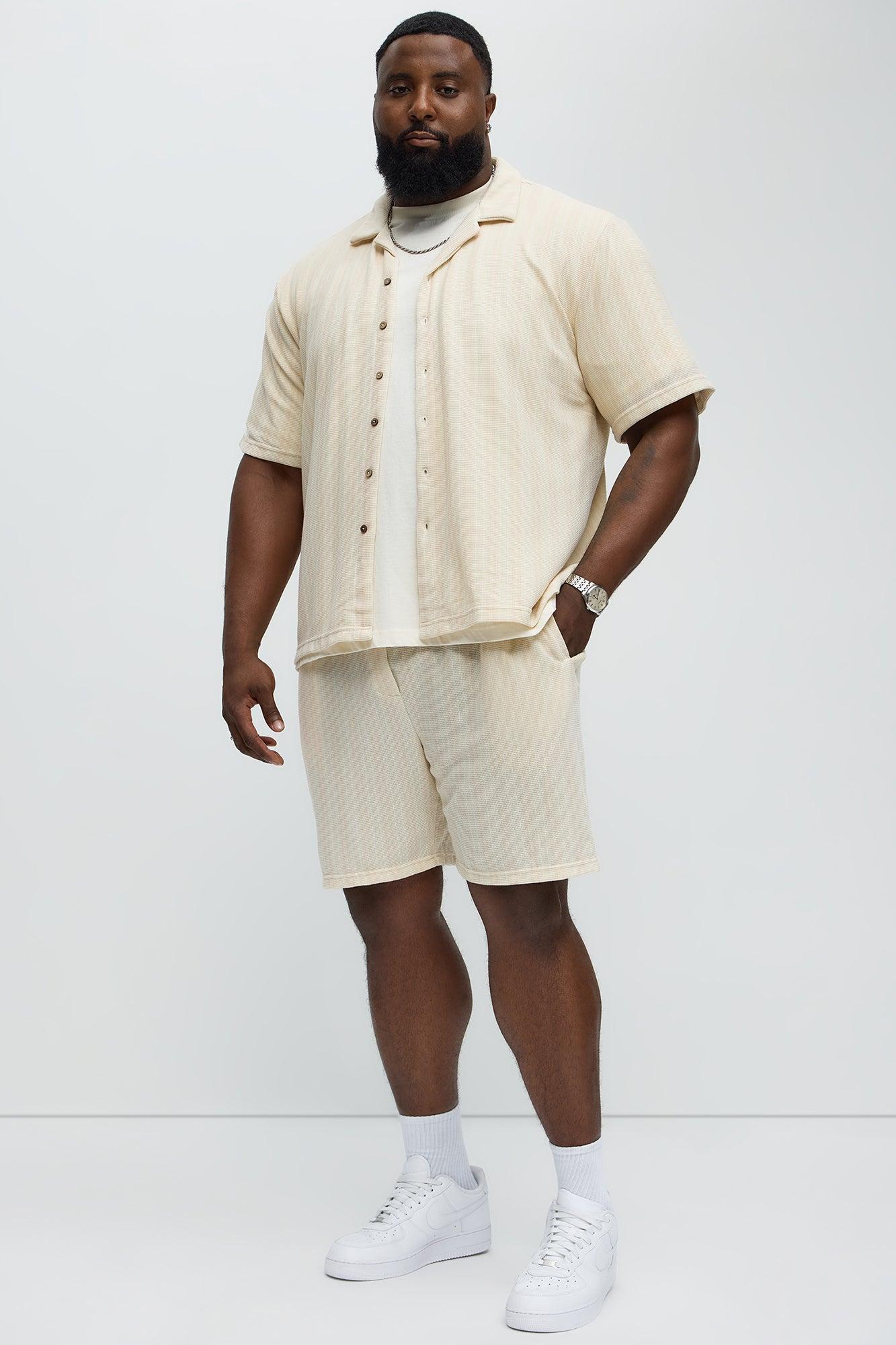 Valor Drawstring Striped Shorts - Cream Product Image