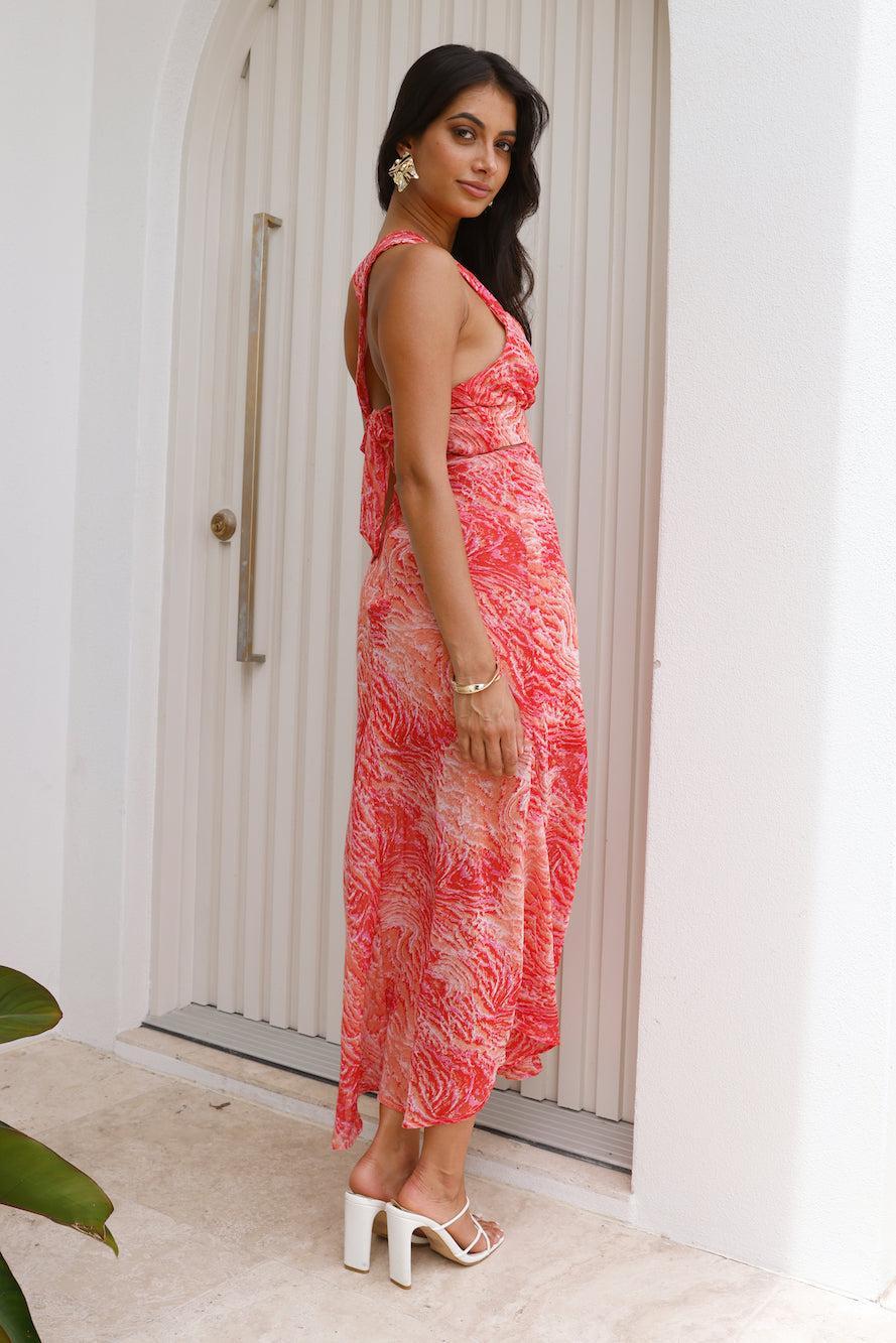 Romance Beachside Maxi Dress Red Product Image