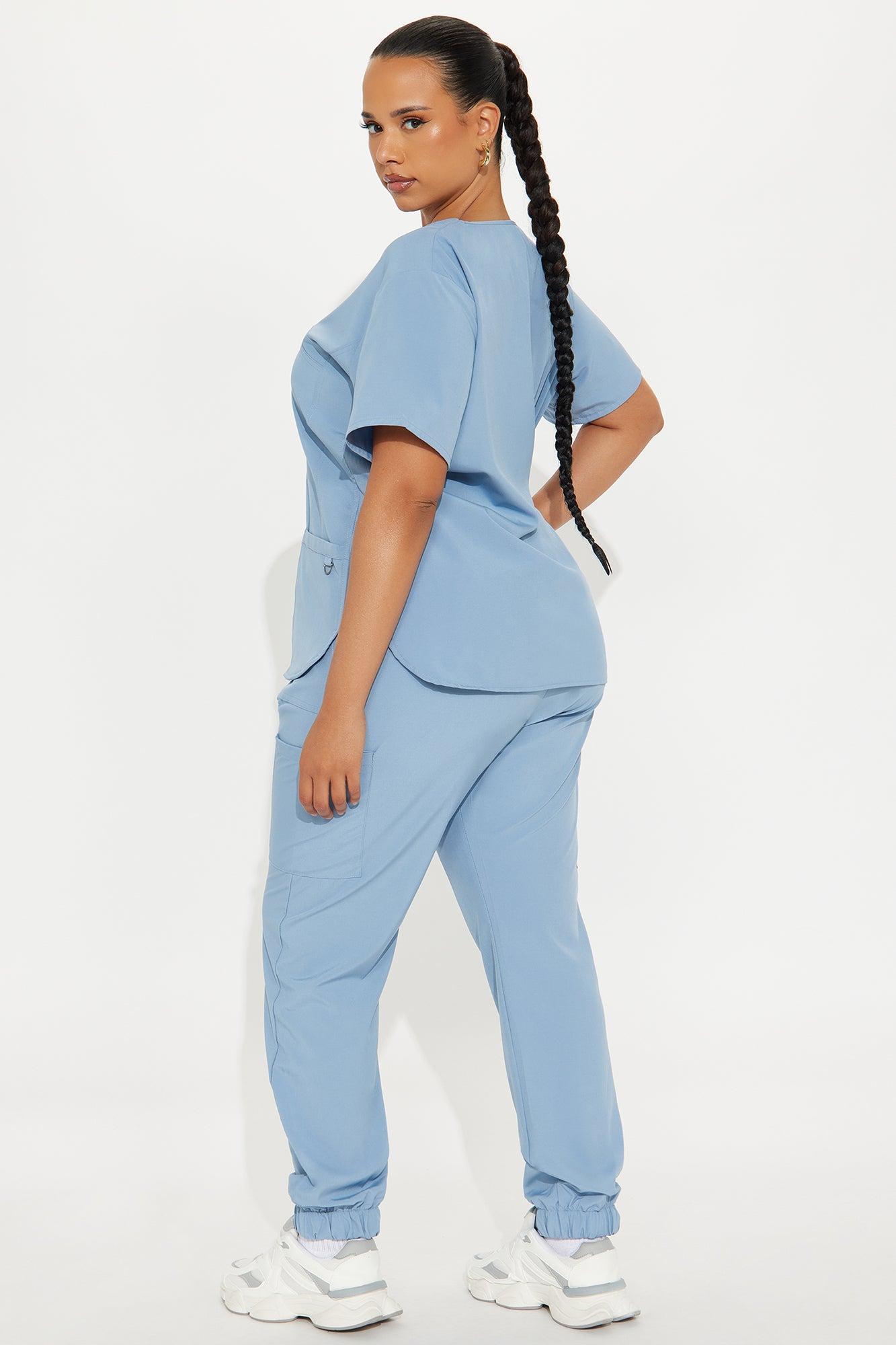 Feeling Better Stretch Scrub Uniform Jogger Set - Slate Blue Product Image