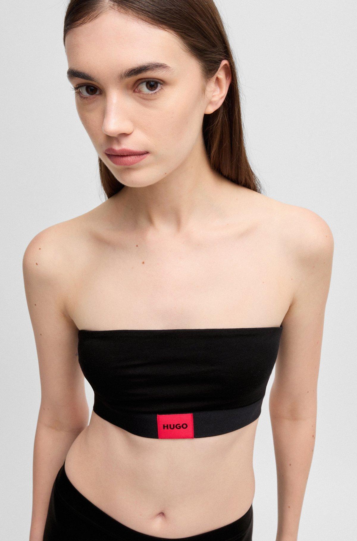 Strapless bandeau bra in stretch cotton with logo Product Image