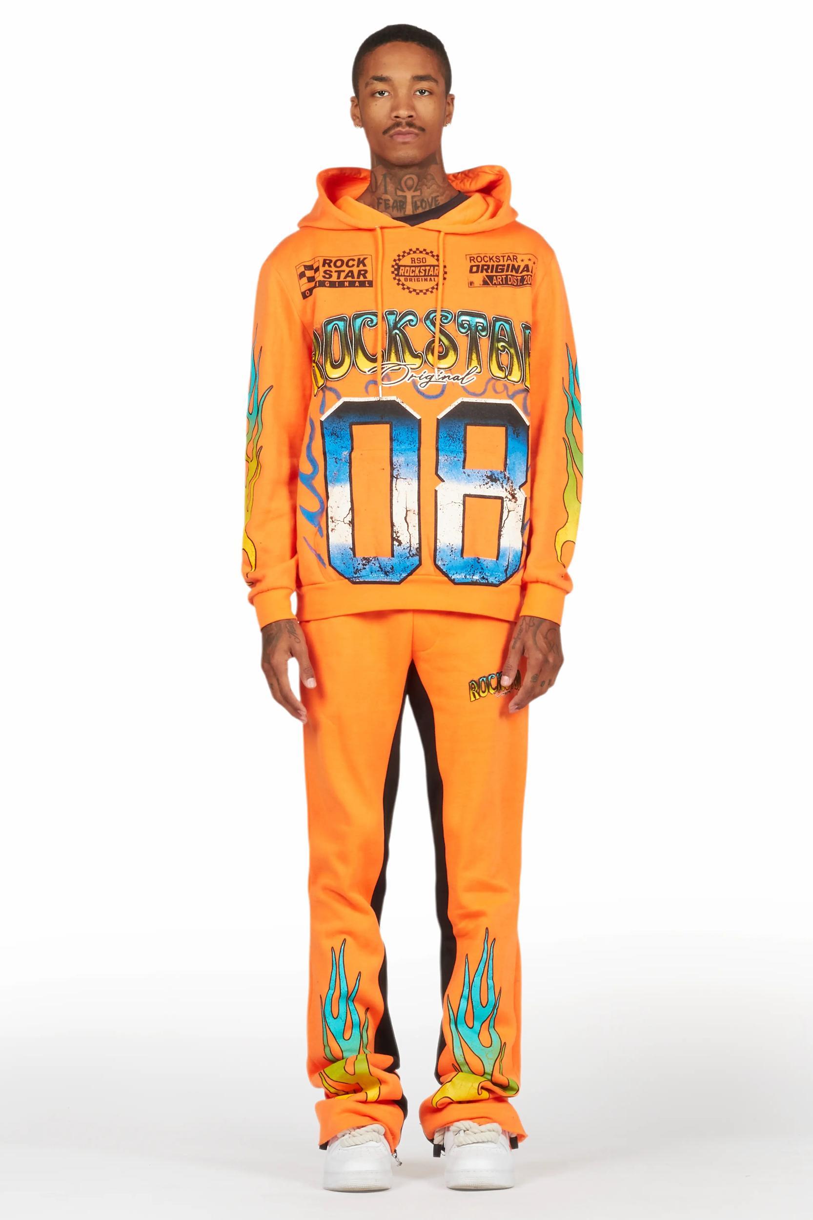 Quito Orange Hoodie/Baggy Track Pant Set Male Product Image