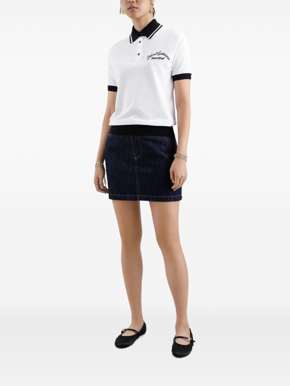 logo-embroidered cotton polo top Product Image