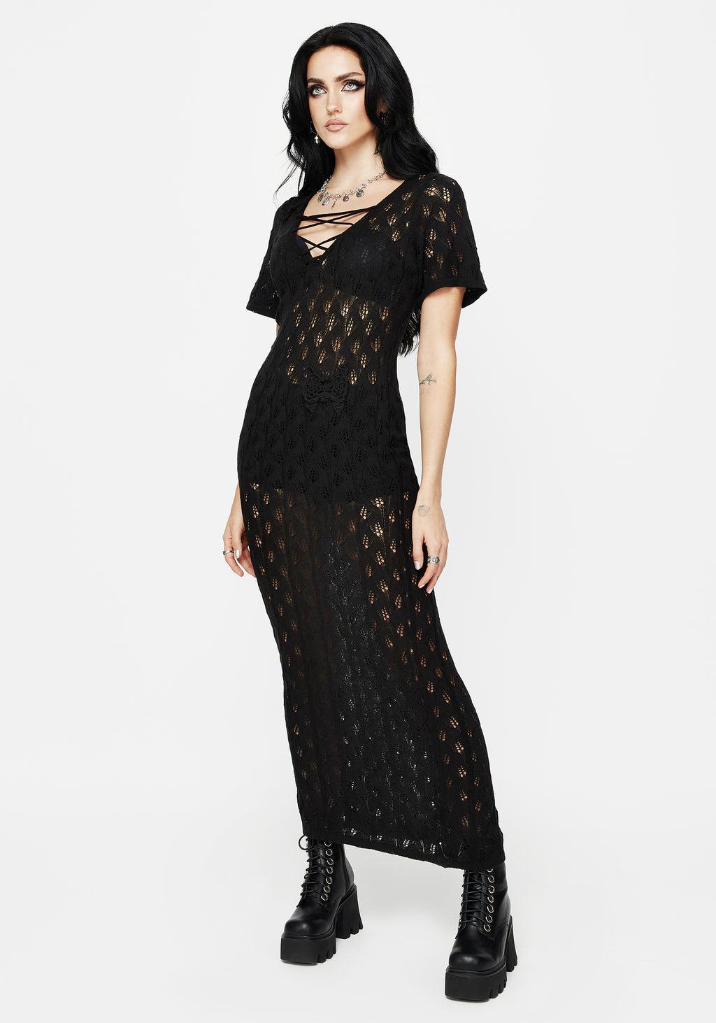 Elnora Moth Crochet Knit Maxi Dress Product Image