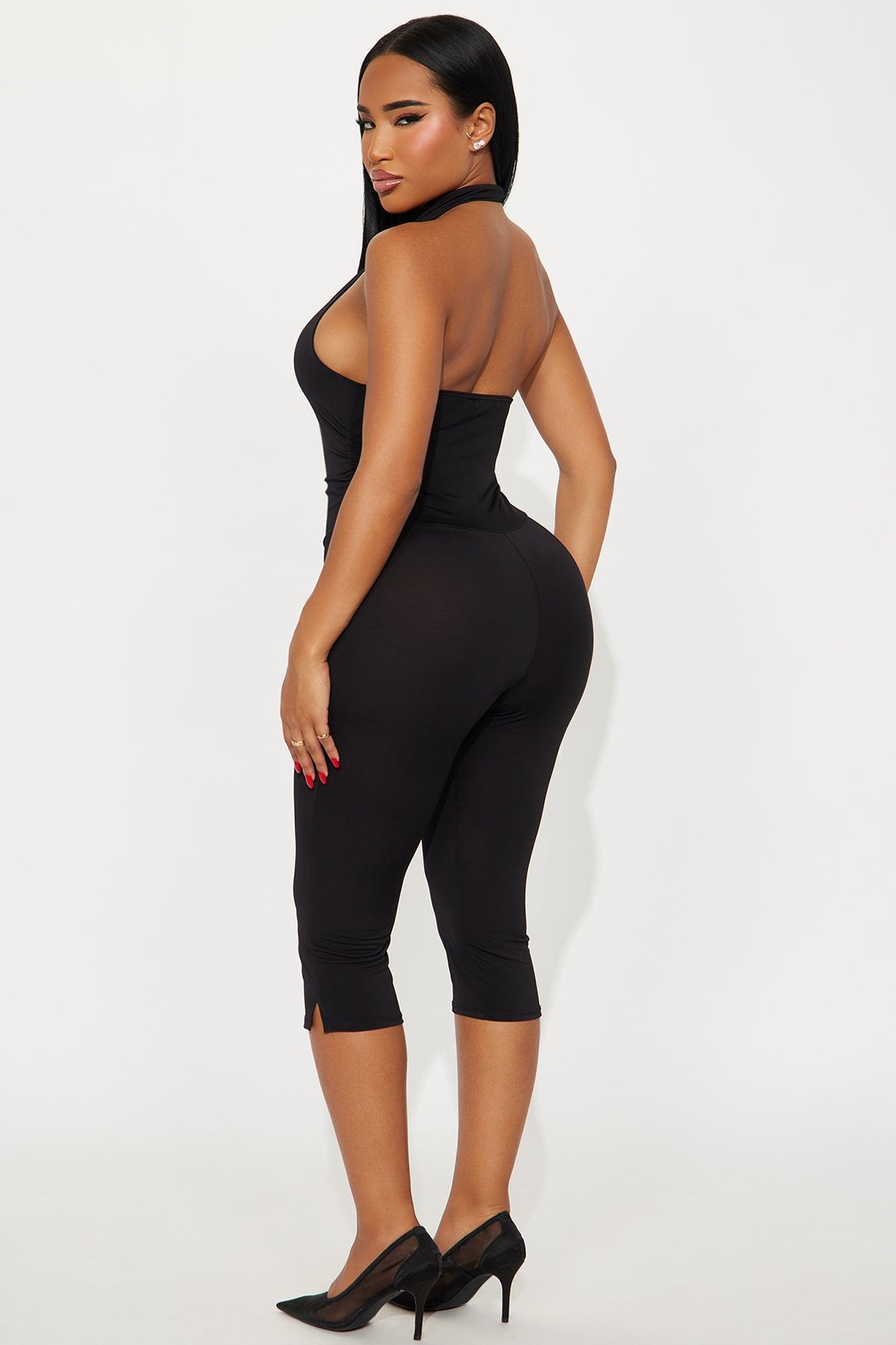 Body Language Halter Capri Jumpsuit - Black Product Image