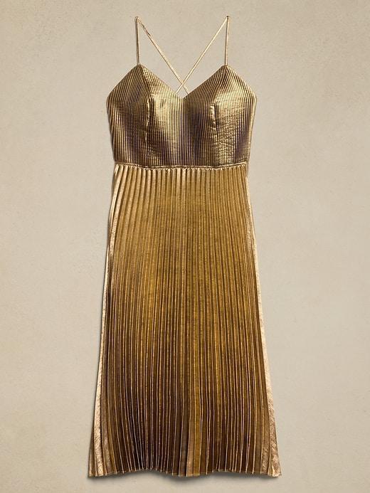Silky Strappy Pleated Midi Dress Product Image